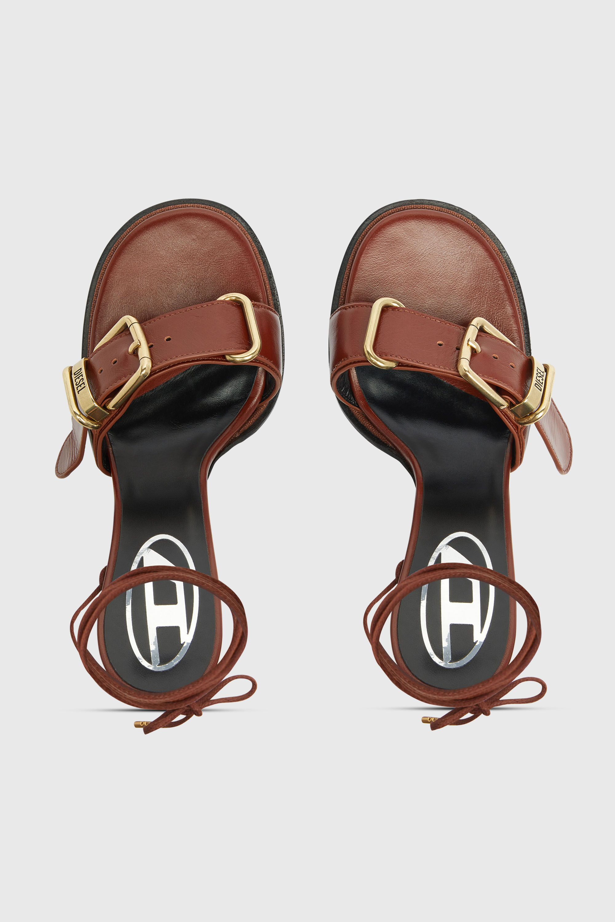 Diesel - D-COCCO-90-SA, D-Cocco-Sandales &agrave; brides cheville en cuir Femme in Marron - 4