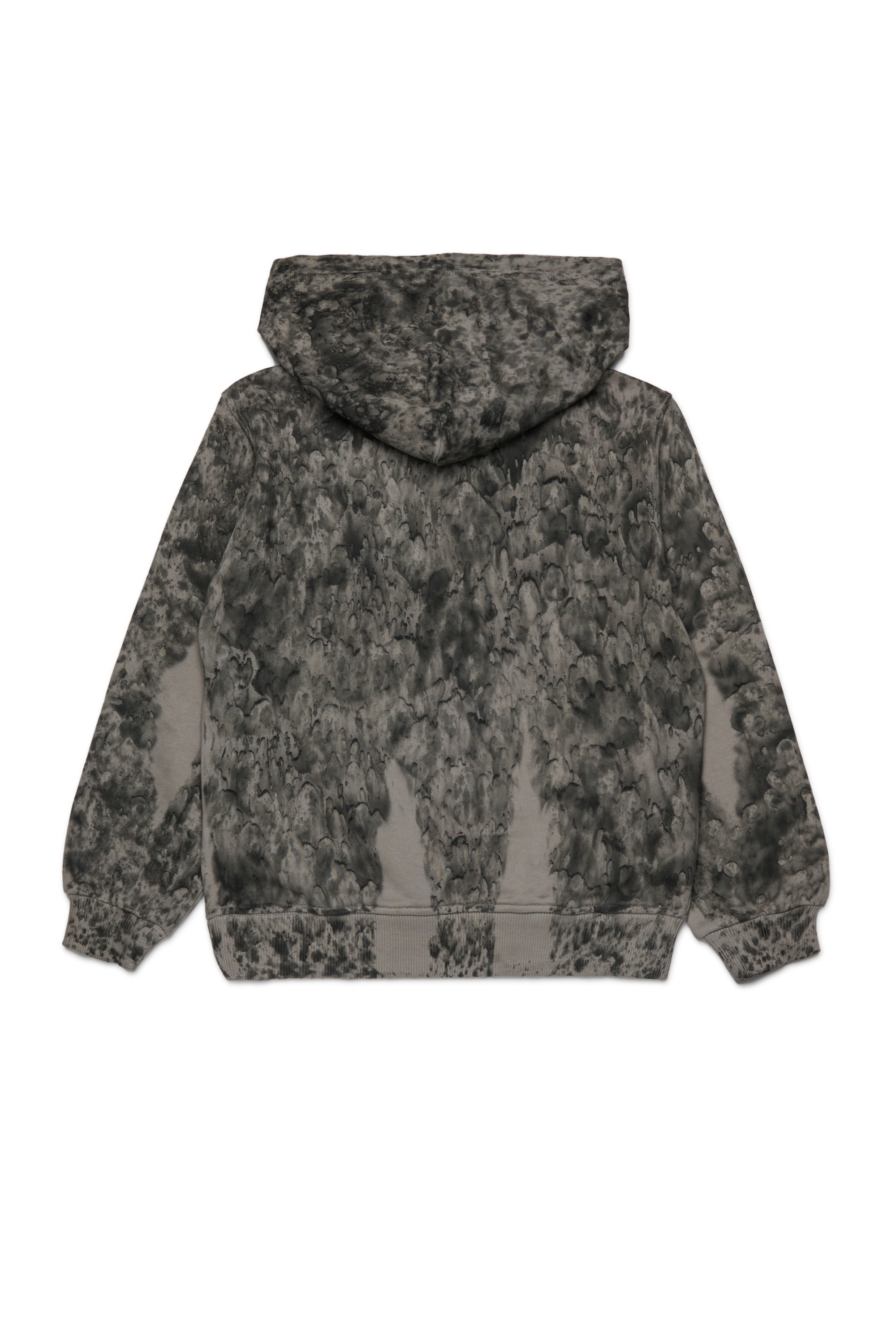 Diesel - SBOXTHOODK1 OVER, Man's Cotton hoodie with all-over print in Dark grey - 2