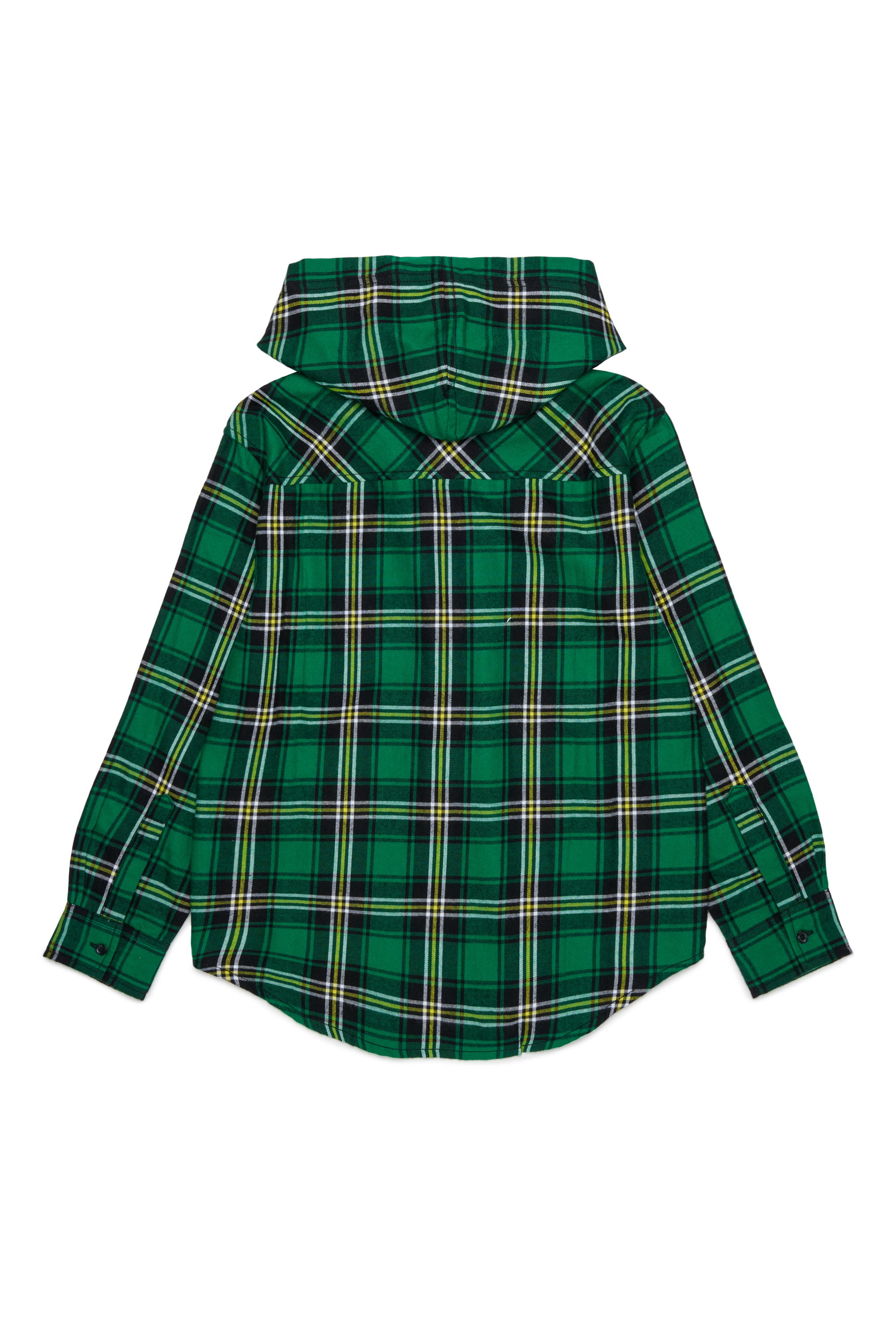 Diesel - CHECK OVER, Chemise &agrave; carreaux &agrave; capuche avec broderie Oval D Homme in Vert - 2