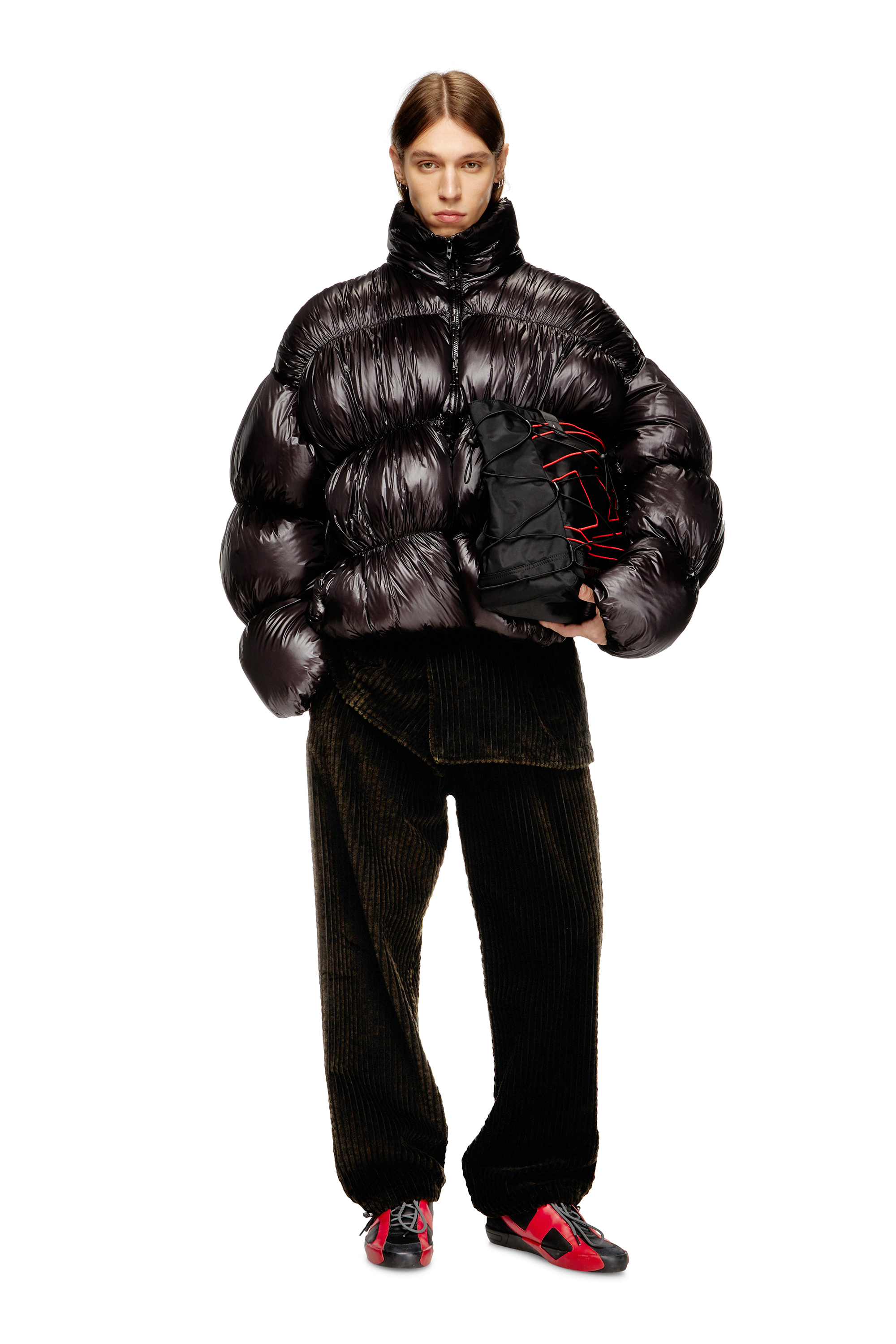 Diesel - W-CHOCO, Doudoune à capuche avec effet bulles Homme in Noir - 1