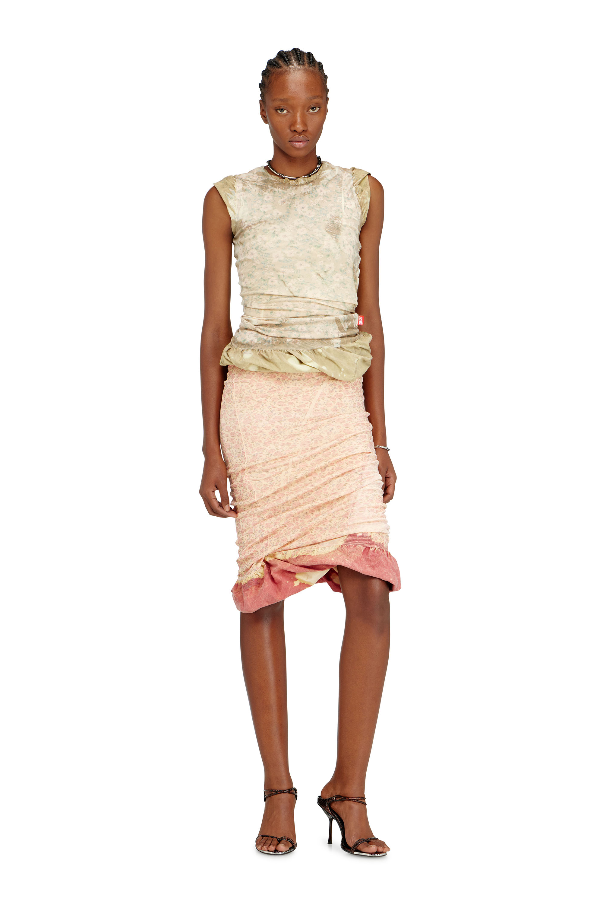 Diesel - T-ORY, Haut superpos&eacute; avec effet blanchi Femme in Vert - 1