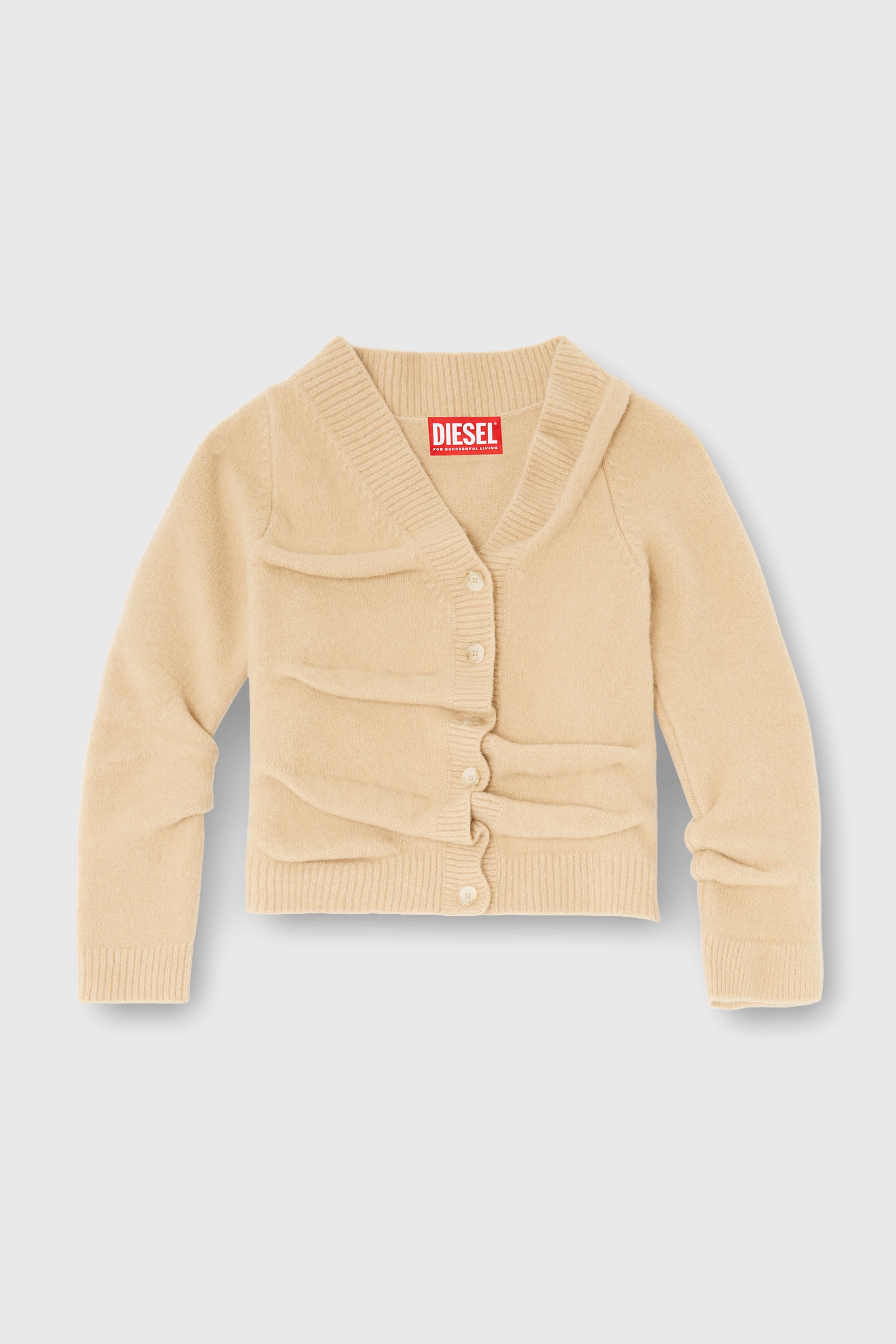 Diesel - M-AVA, Cardigan court en maille bouillie froiss&eacute;e Femme in Beige - 2