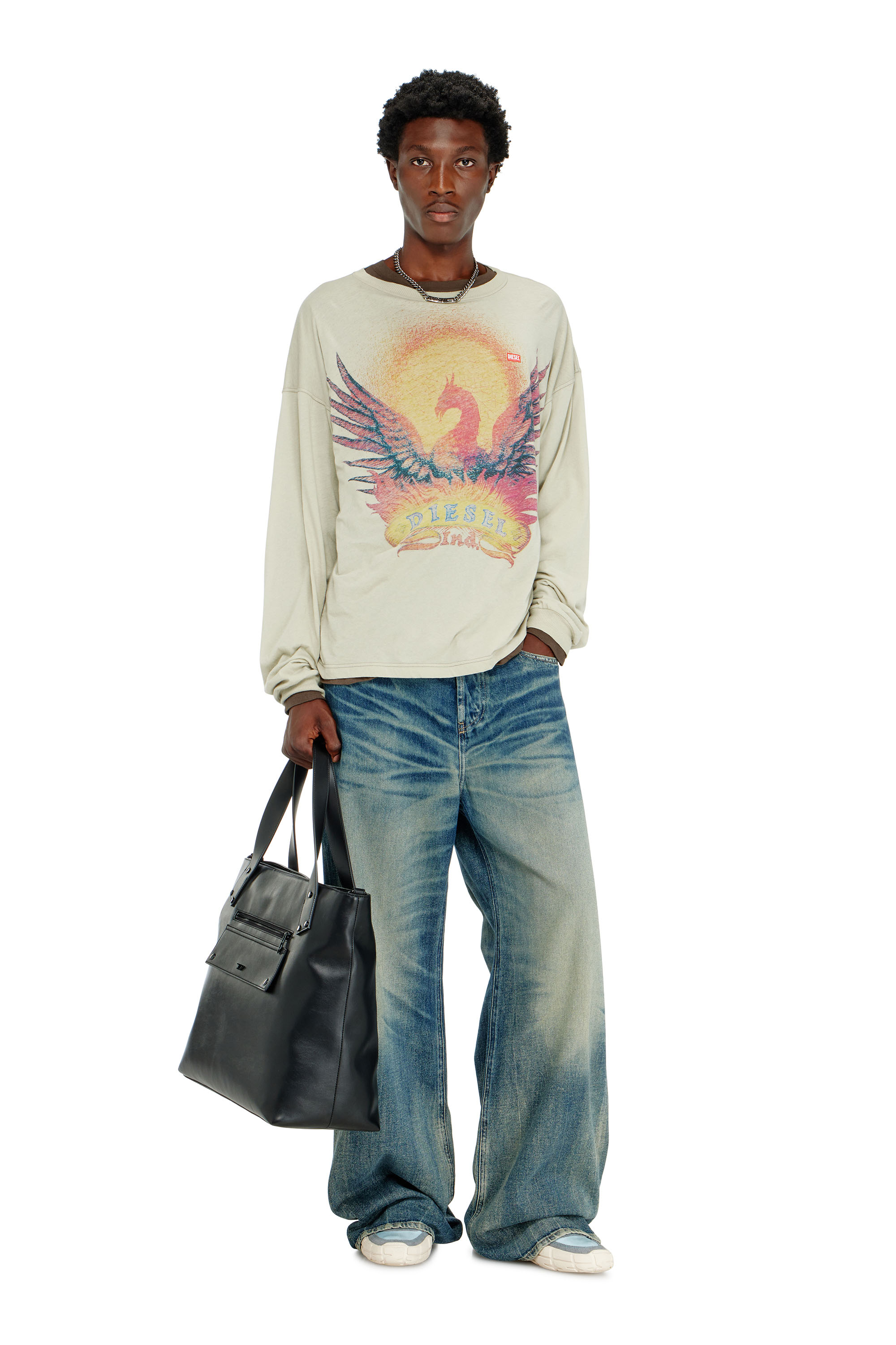 Diesel - T-BOXT-LS-AA1, T-shirt &agrave; manches longues avec motif Phoenix Homme in Beige - 2