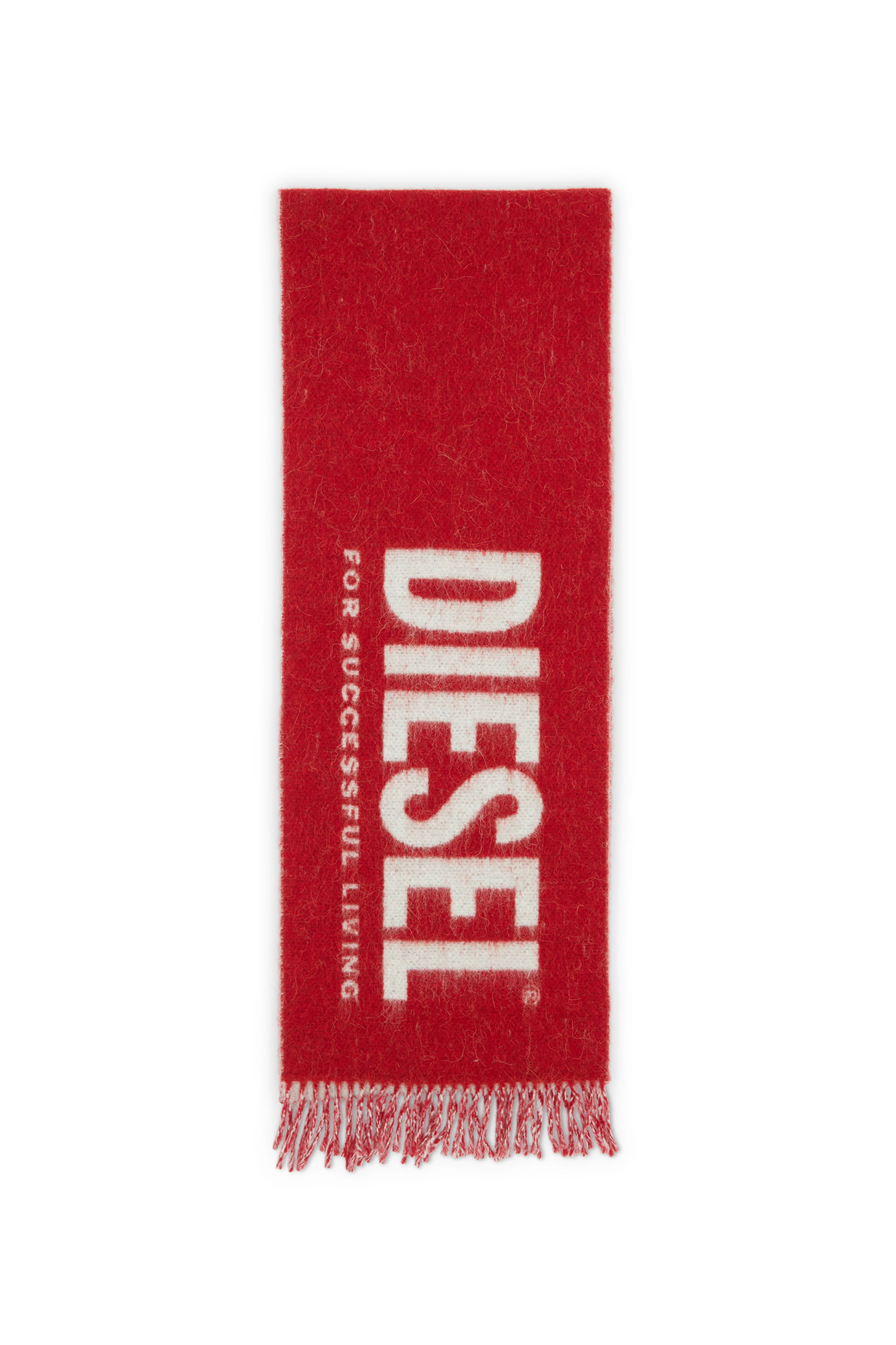 Diesel - S-KOTT, Écharpe bicolore avec maxi logo Homme in Rouge - 1