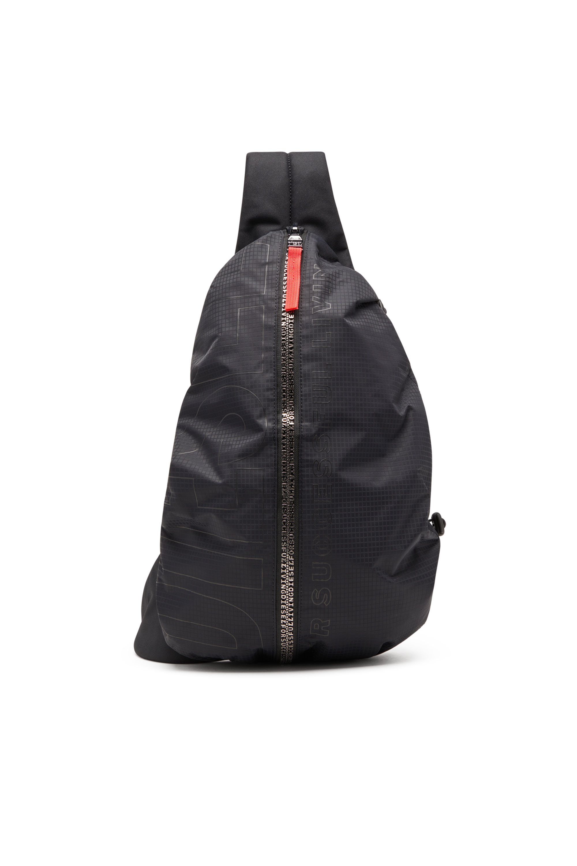 Diesel - ZIP-D SLING BAG X, Zip-D-Sac à dos à bandoulière en jacquard à carreaux Homme in Noir - 1