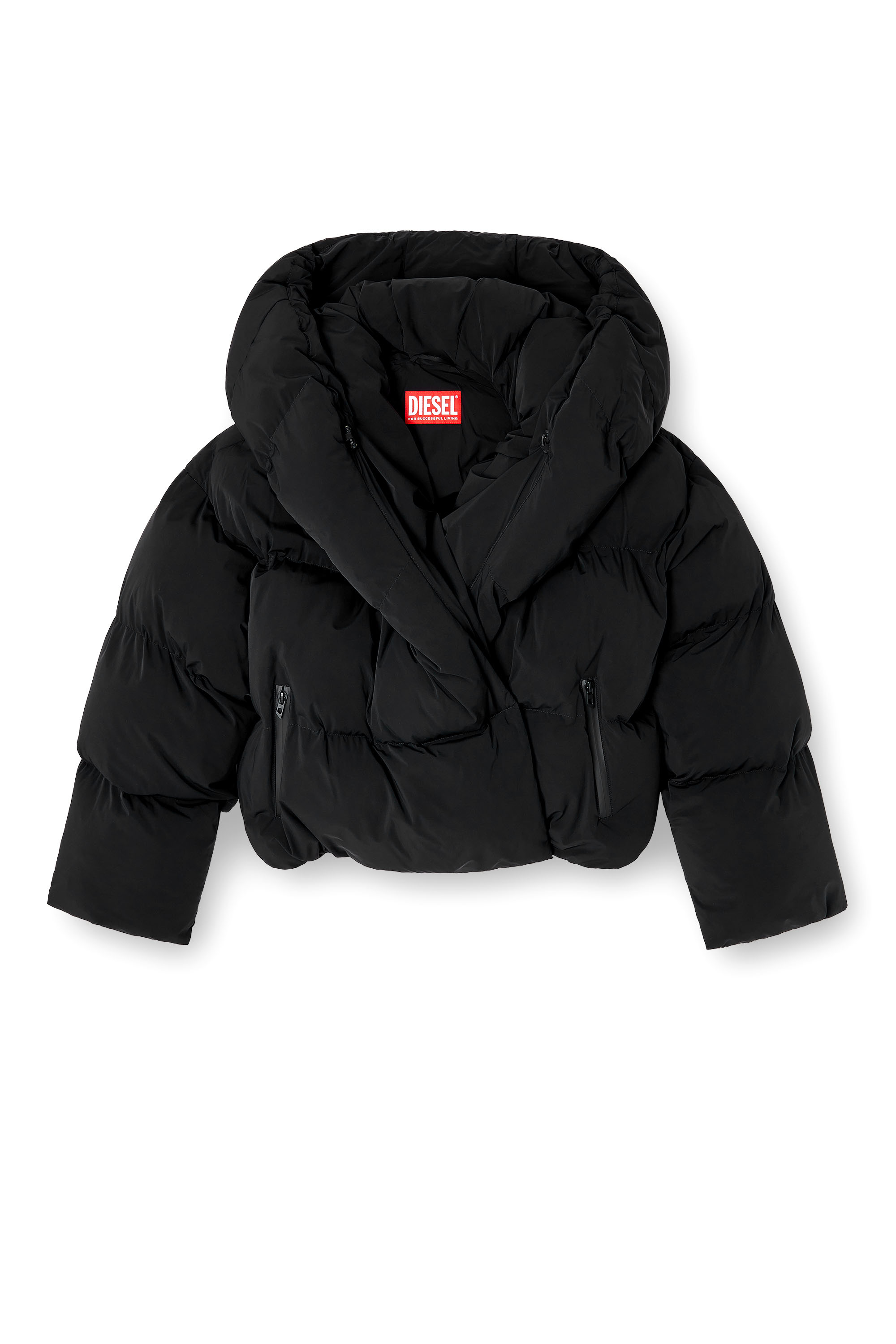 Diesel - W-ILEY-T1, Woman's Wrap puffer in bi-stretch nylon in Black - 2