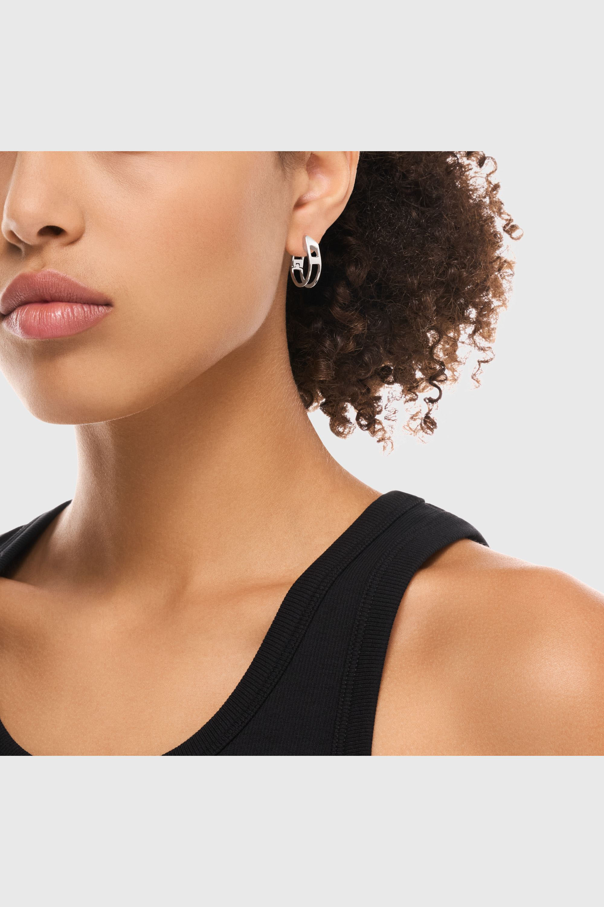 Diesel - DX167340 JEWELLERY, Boucle d&rsquo;oreille cr&eacute;ole en acier inoxydable Mixte in Gris argent&eacute; - 3