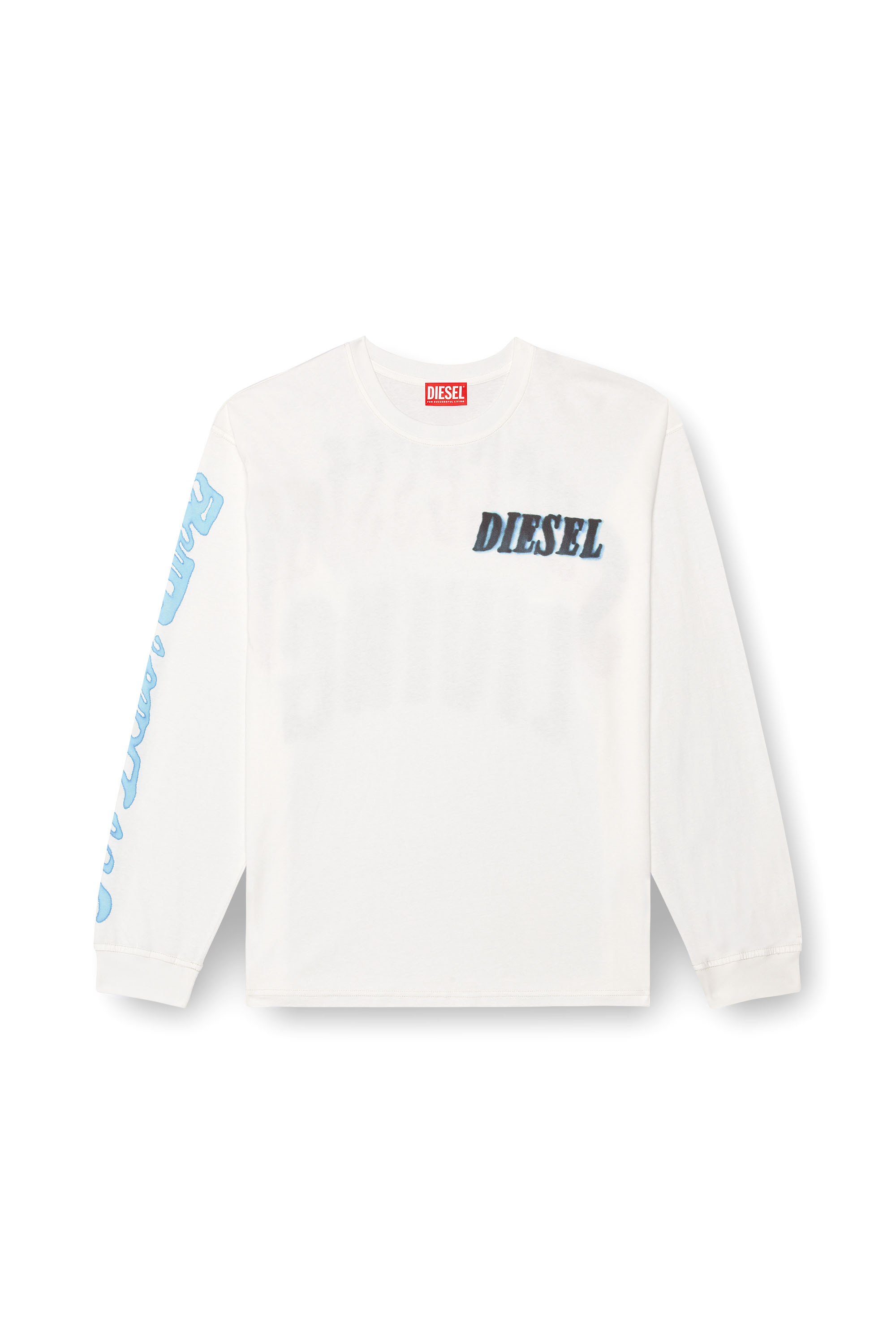 Diesel - T-BOXT-LS-Q15, T-shirt à manches longues avec logos imprimés Homme in Blanc - 3