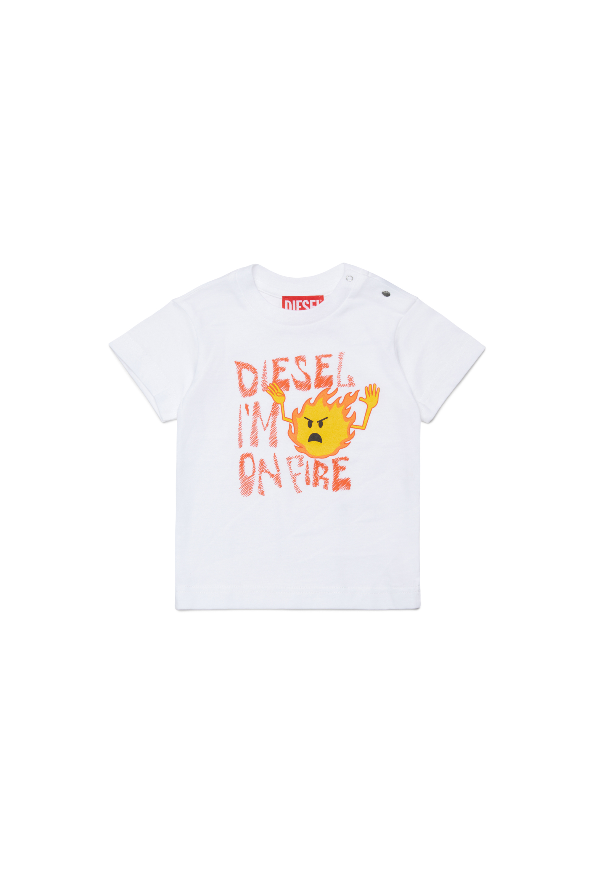 Diesel - TPIRB, T-shirt avec imprim&eacute; feu Homme in Blanc - 1