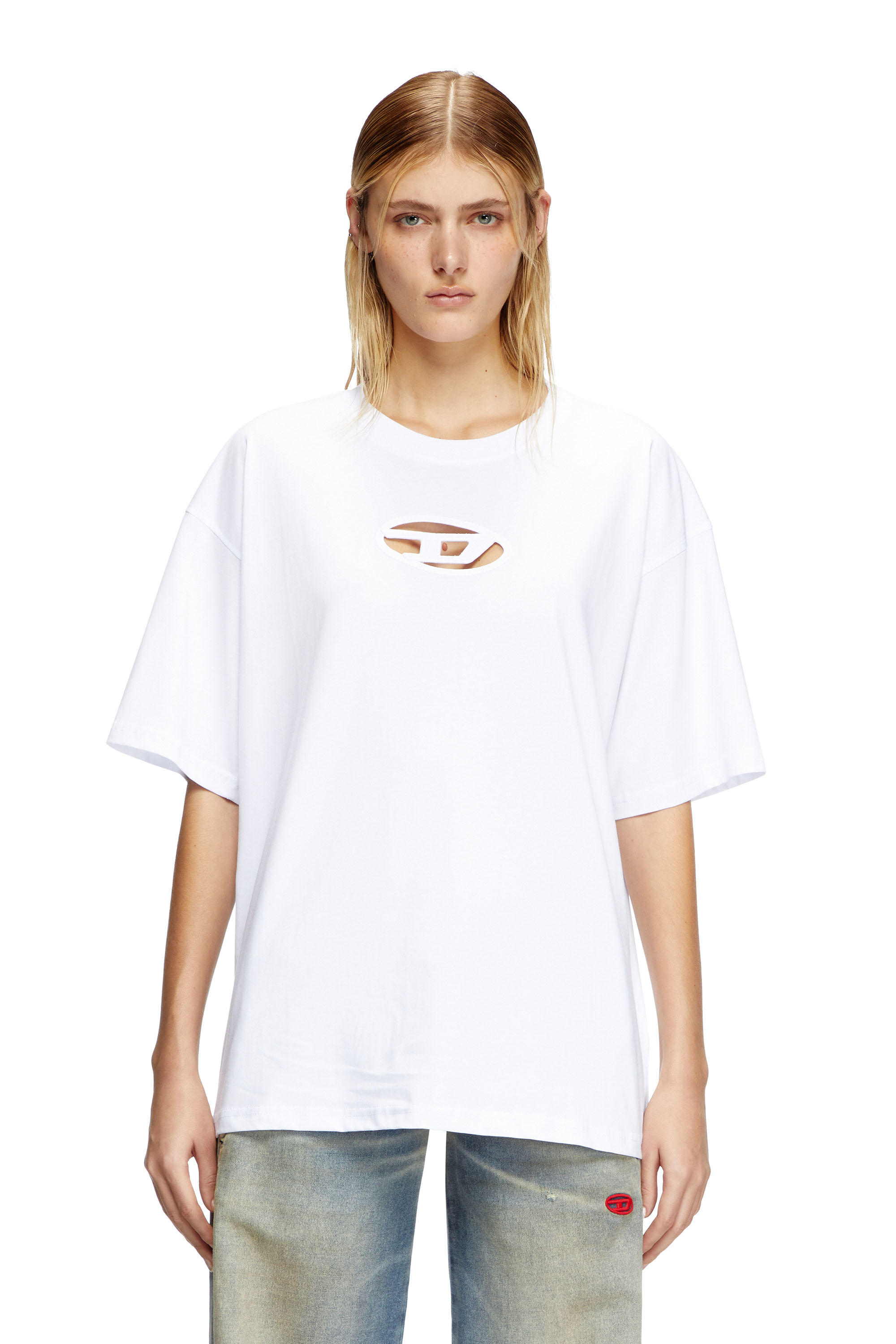 Diesel - T-BOXT-OD, T-shirt avec Oval D brodé Mixte in Blanc - 5