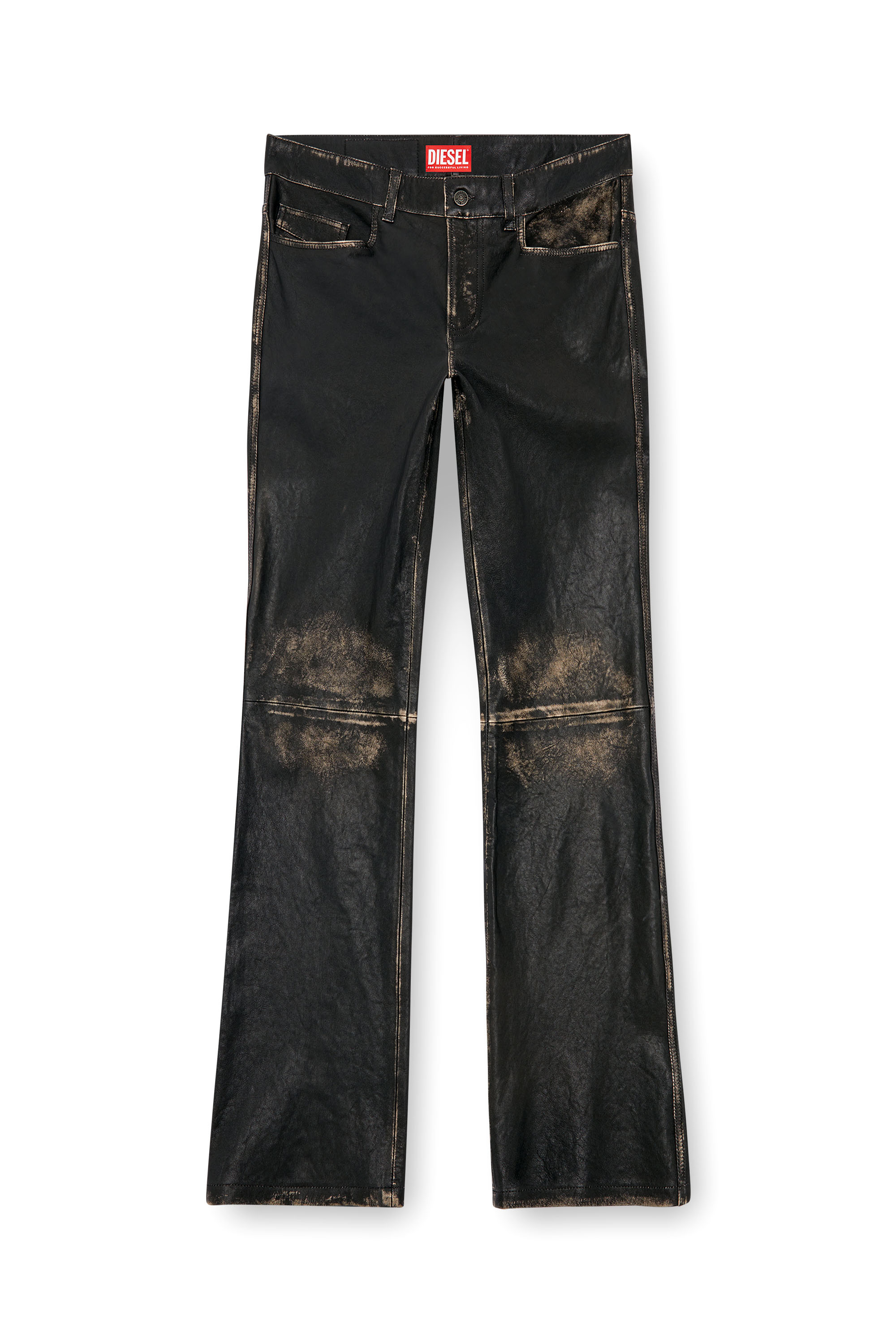 Diesel - P-BLIXIA, Man Distressed leather pants in Black - Image 5