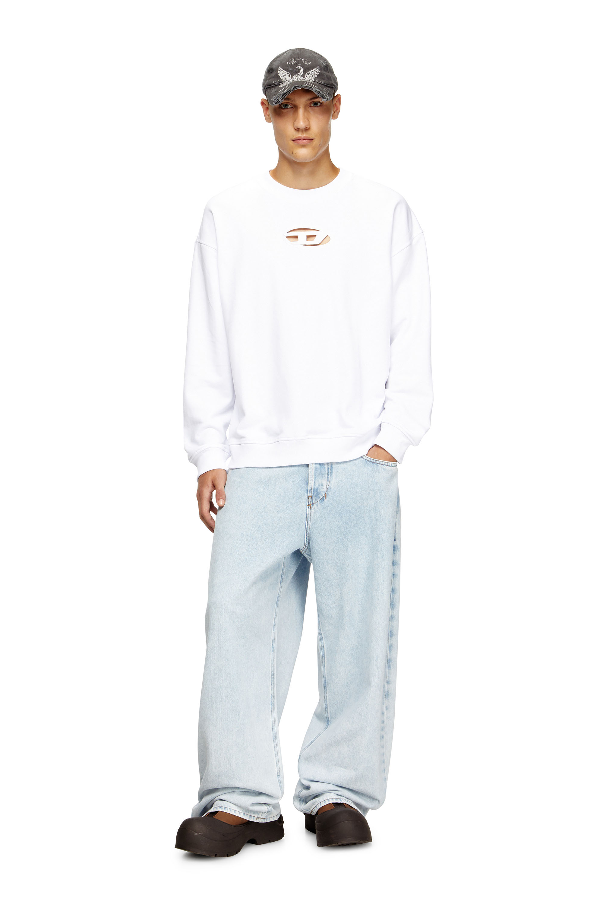 Diesel - S-BOXT-OD, Sweat-shirt avec cut-out Oval D Homme in Blanc - 2