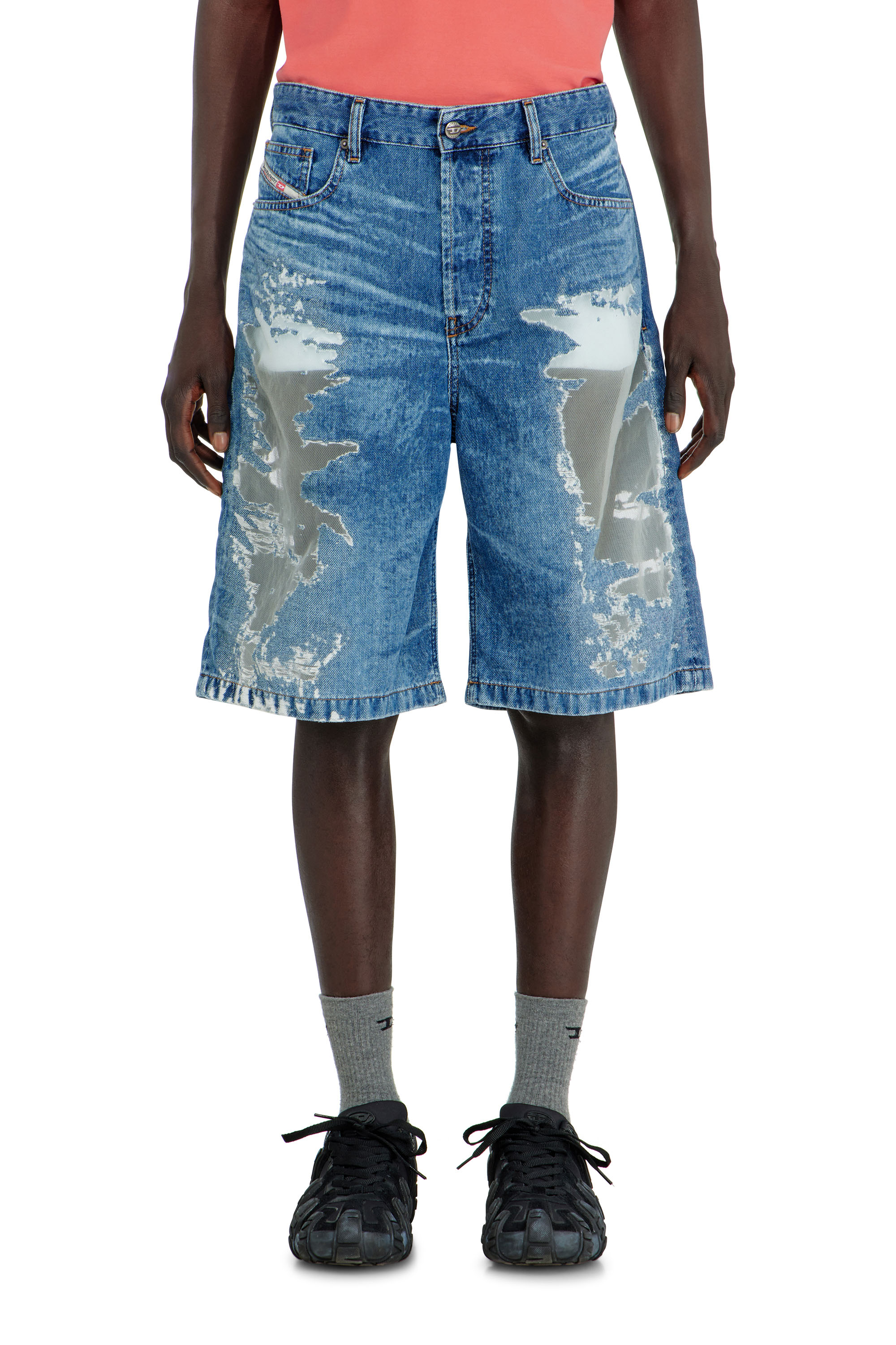 Diesel - PR-DE-SIRE-SHORT, Unisex's Shorts in devor&eacute; denim in Medium blue - 3
