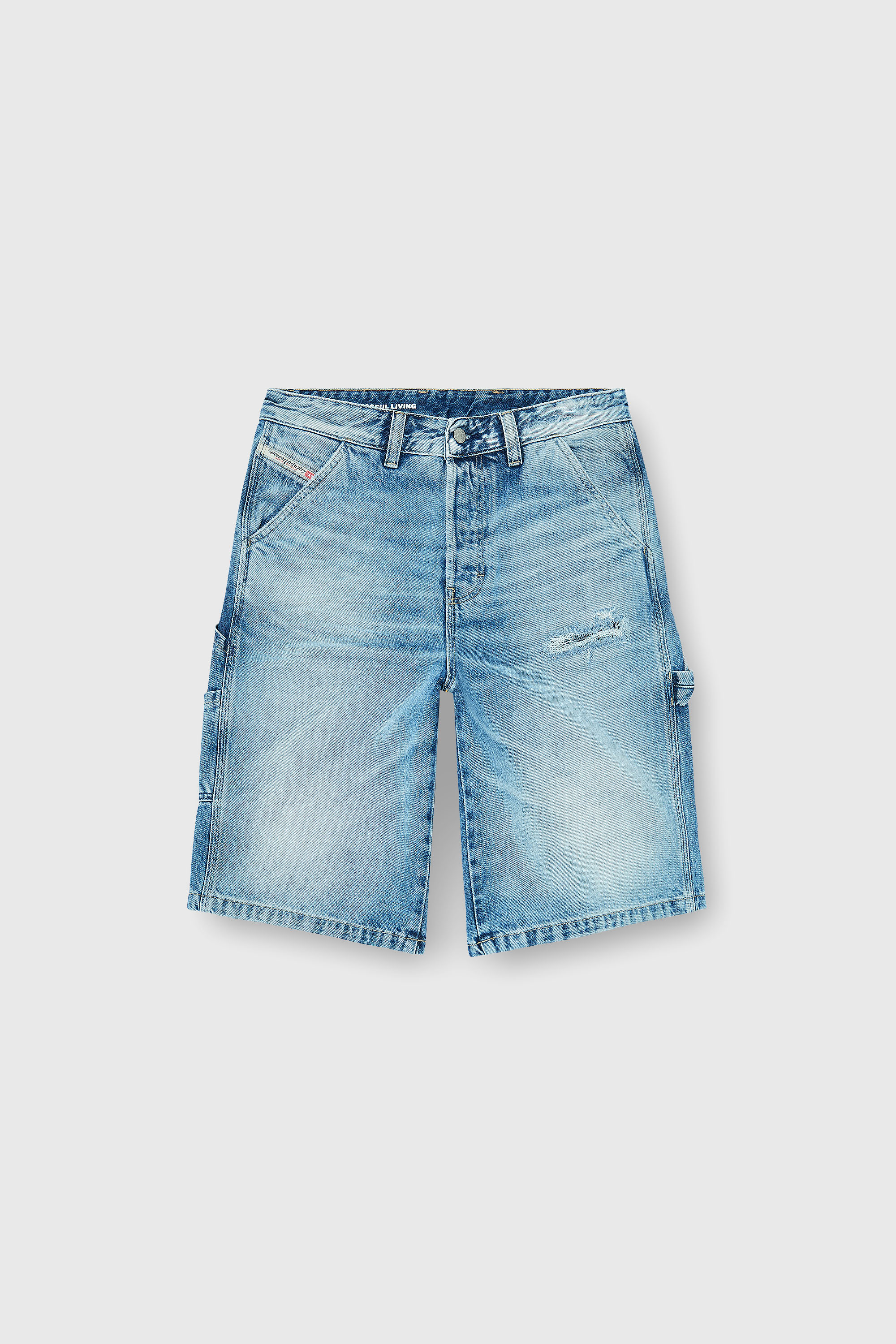 Diesel - D-LIVERY-W-SHORT, Short Relaxed en denim fluide avec abrasions Homme in Bleu - 2