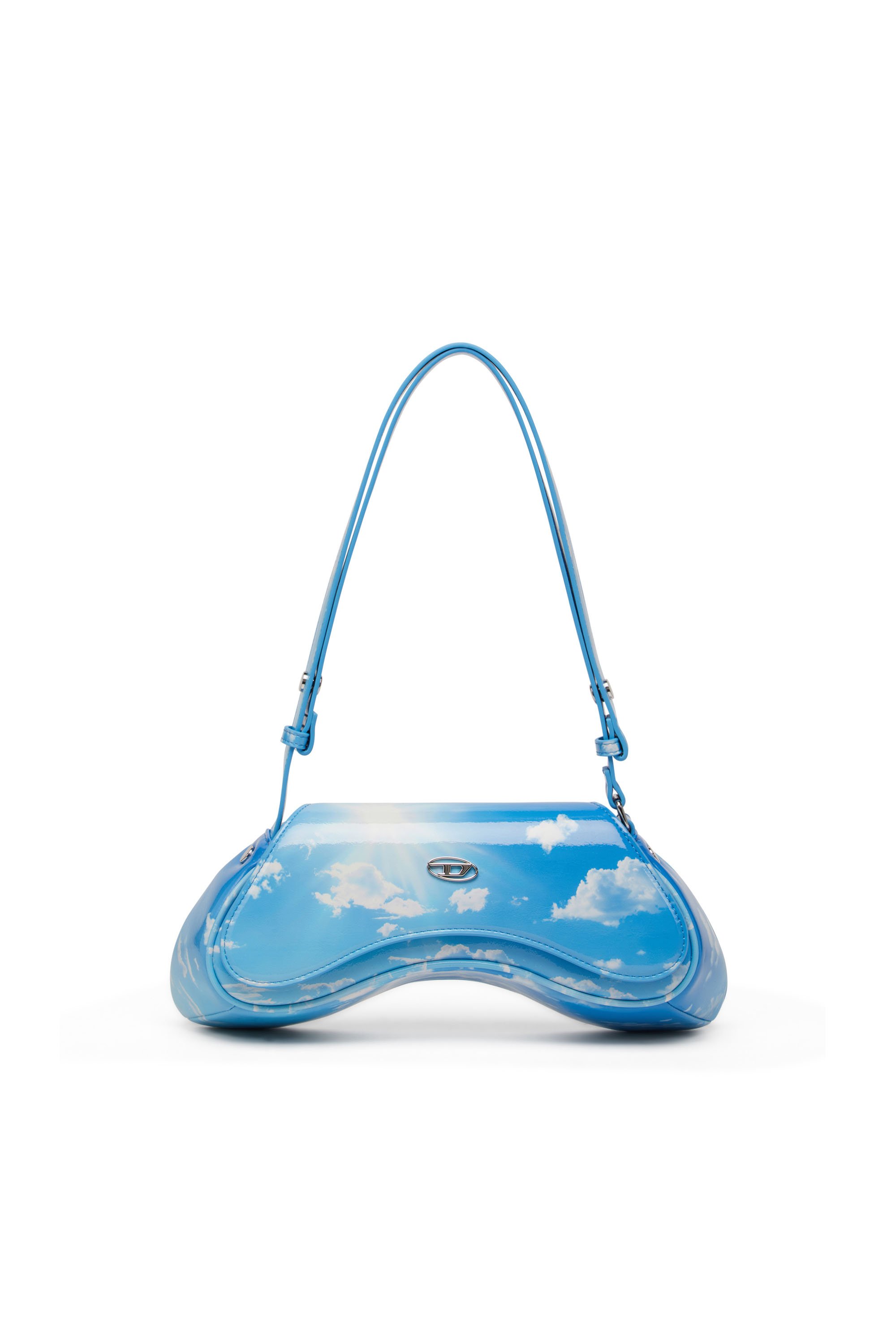 Diesel - PLAY CROSSBODY, Sac à bandoulière en PU glossy imprimé Femme in Bleu - 1