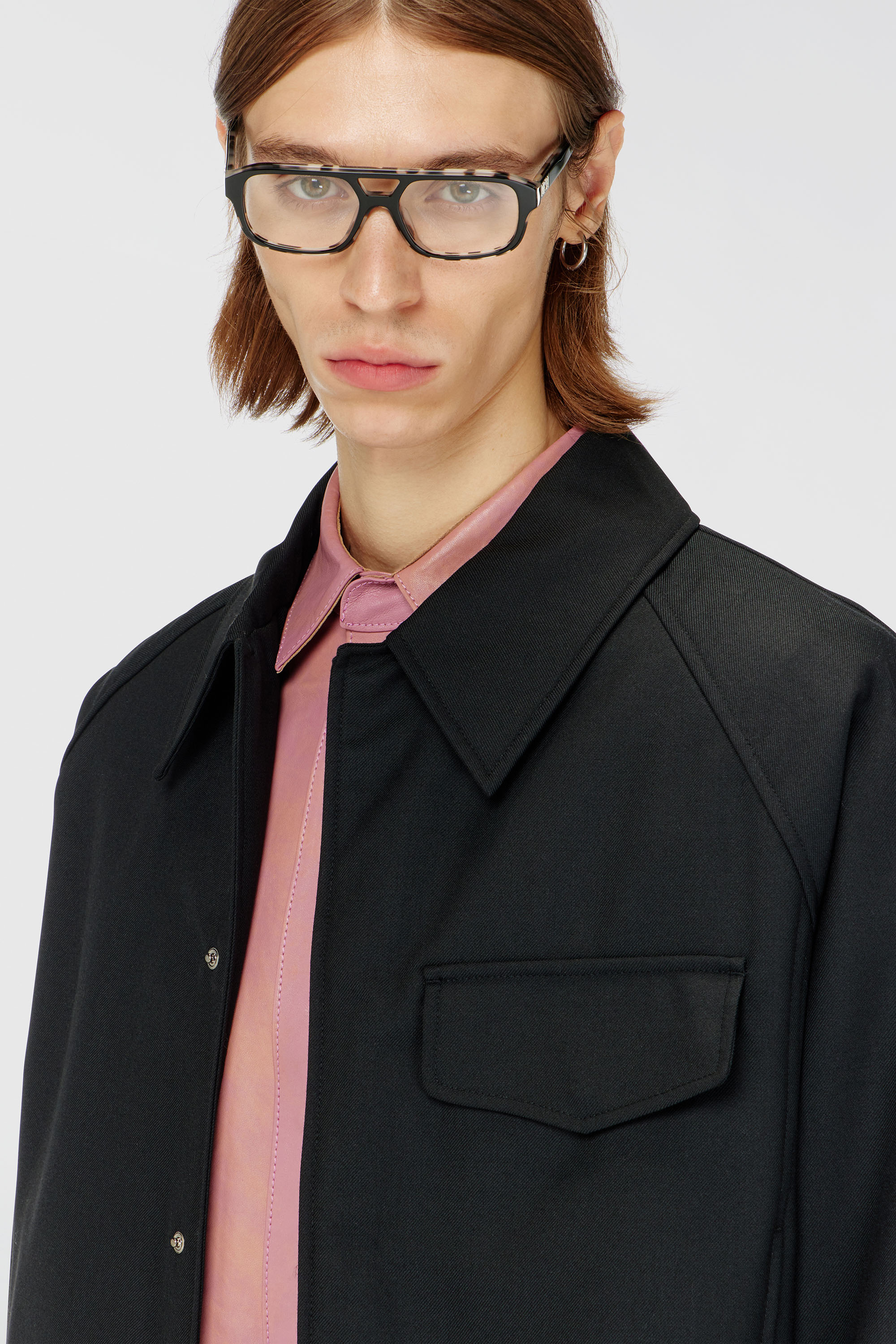 Diesel - J-ATTOR-COOL, Blouson fronc&eacute; en m&eacute;lange de laine Homme in Noir - 5