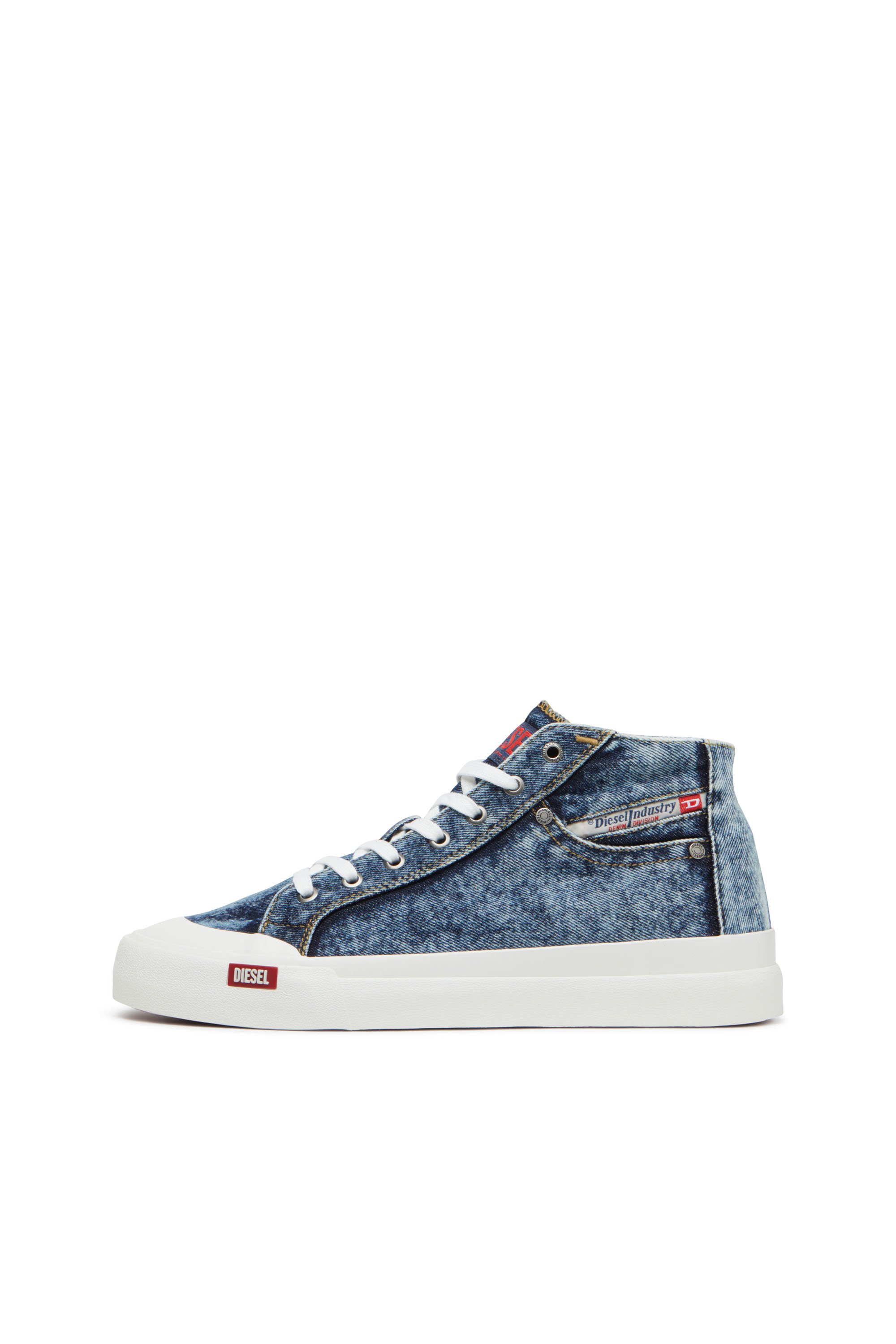 Diesel - S-ATHOS NMD MID, S-Athos-Sneakers montantes en denim avec détail de poche Homme in Bleu - 7