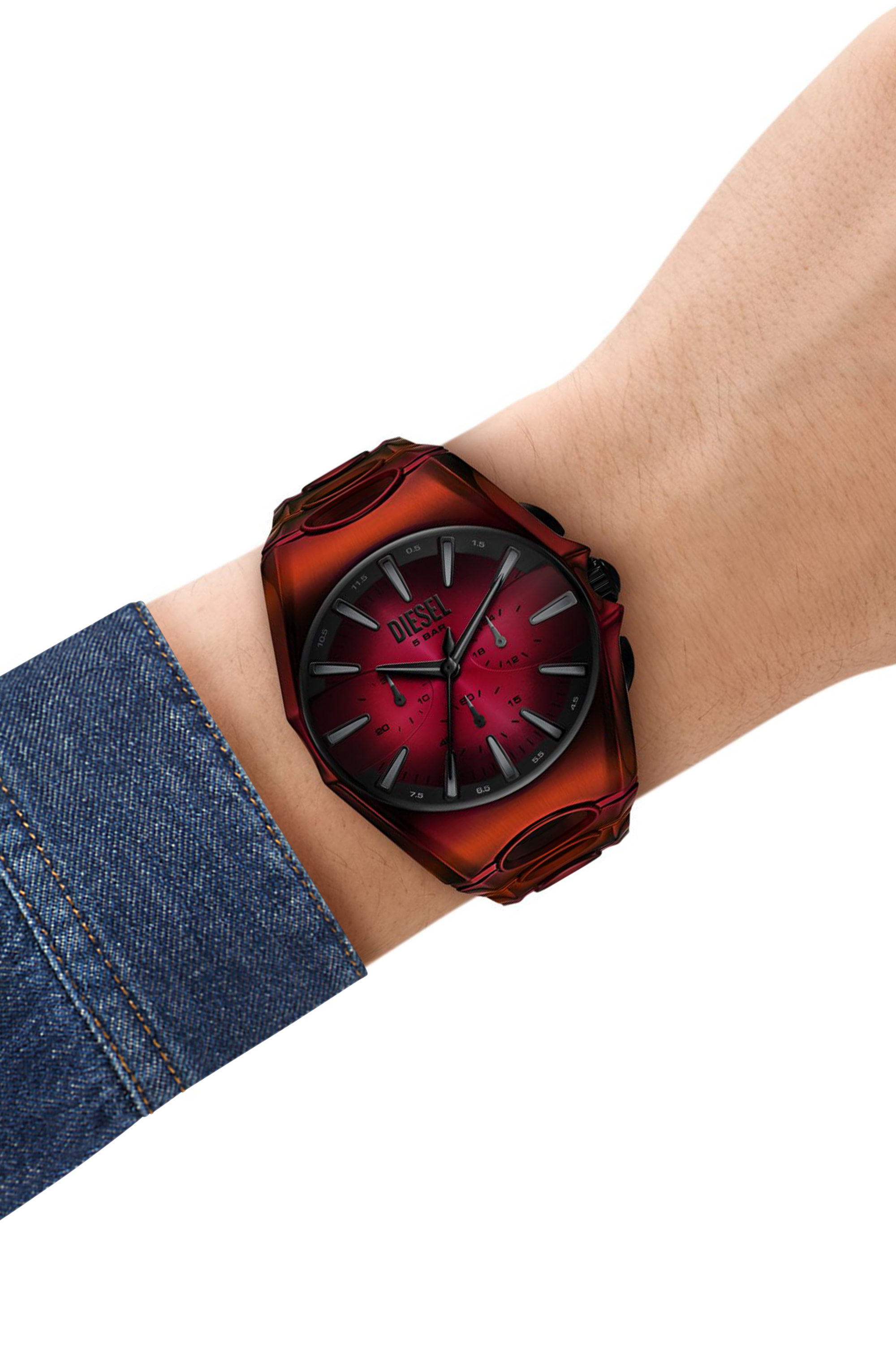Diesel - DZ4693 WATCH, Montre D-Curve rouge en acier inoxydable Homme in Rouge - 4