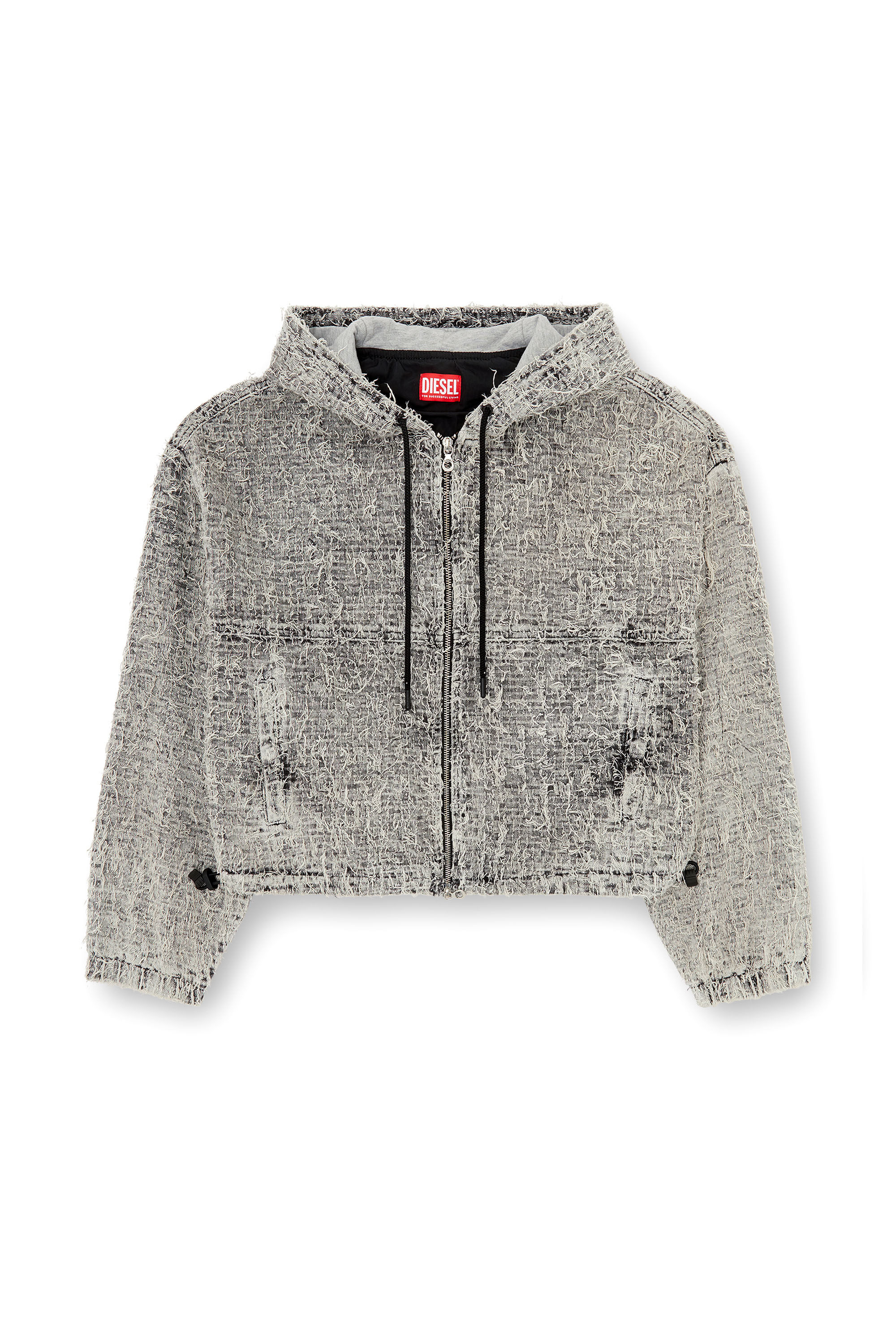 Diesel - DE-FLOW-S1, Veste &agrave; capuche en denim boucl&eacute; Femme in Gris - 2
