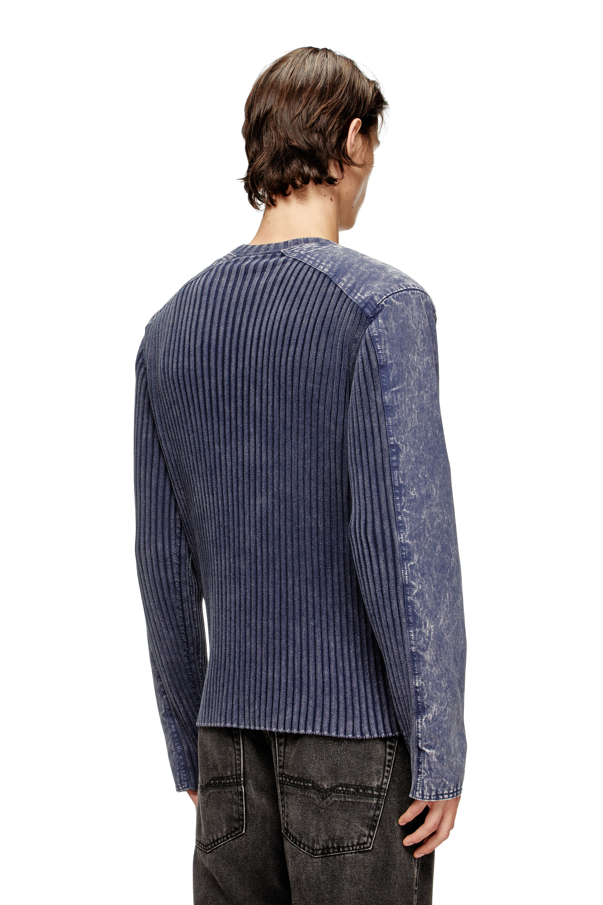 Diesel - K-MATTY, Cardigan zippé avec bandes de manches en denim Homme in ToBeDefined - 4