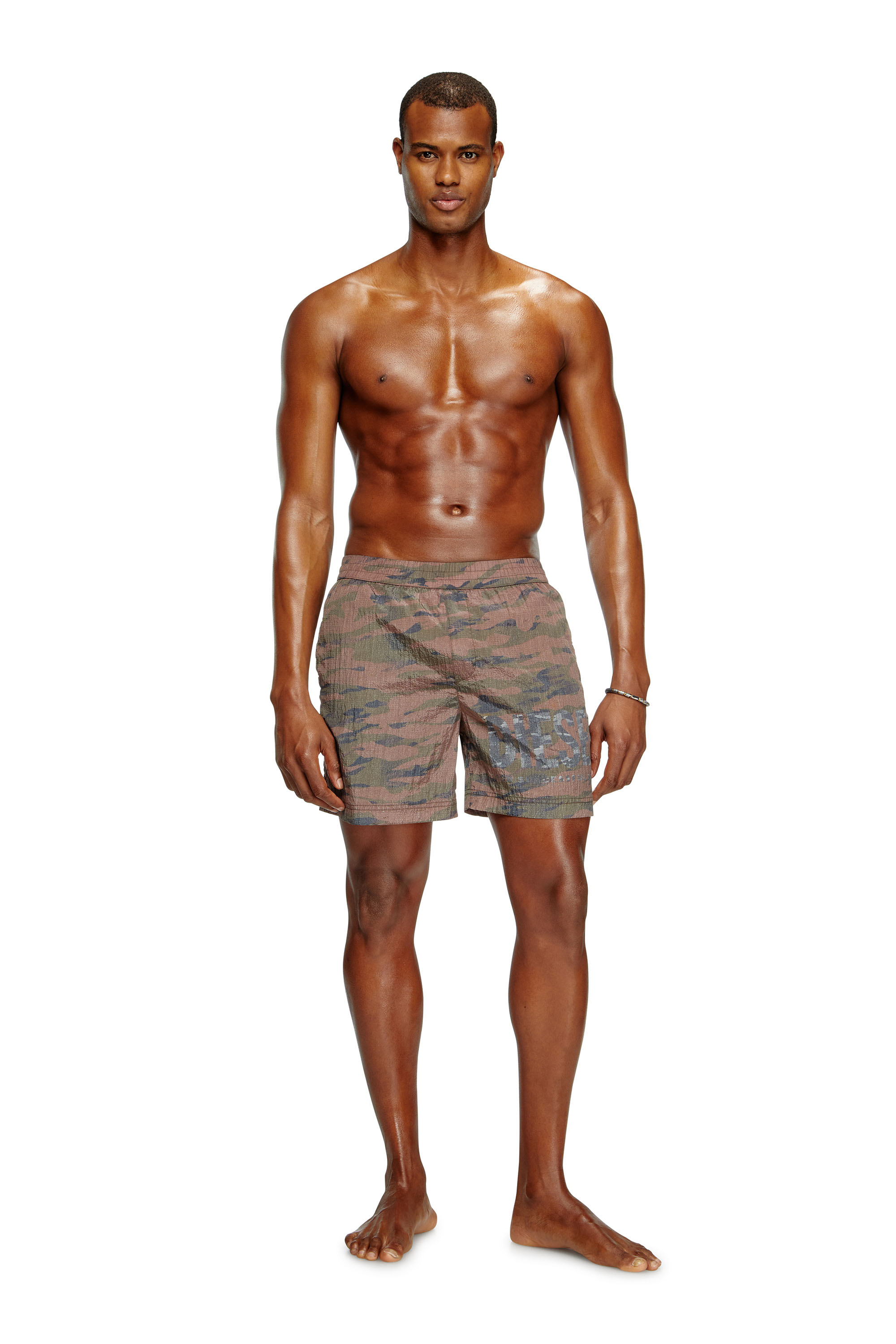 Diesel - RIO-41-UTLT, Short de bain mi-long en tissu indéchirable au motif camouflage Homme in Marron - 2