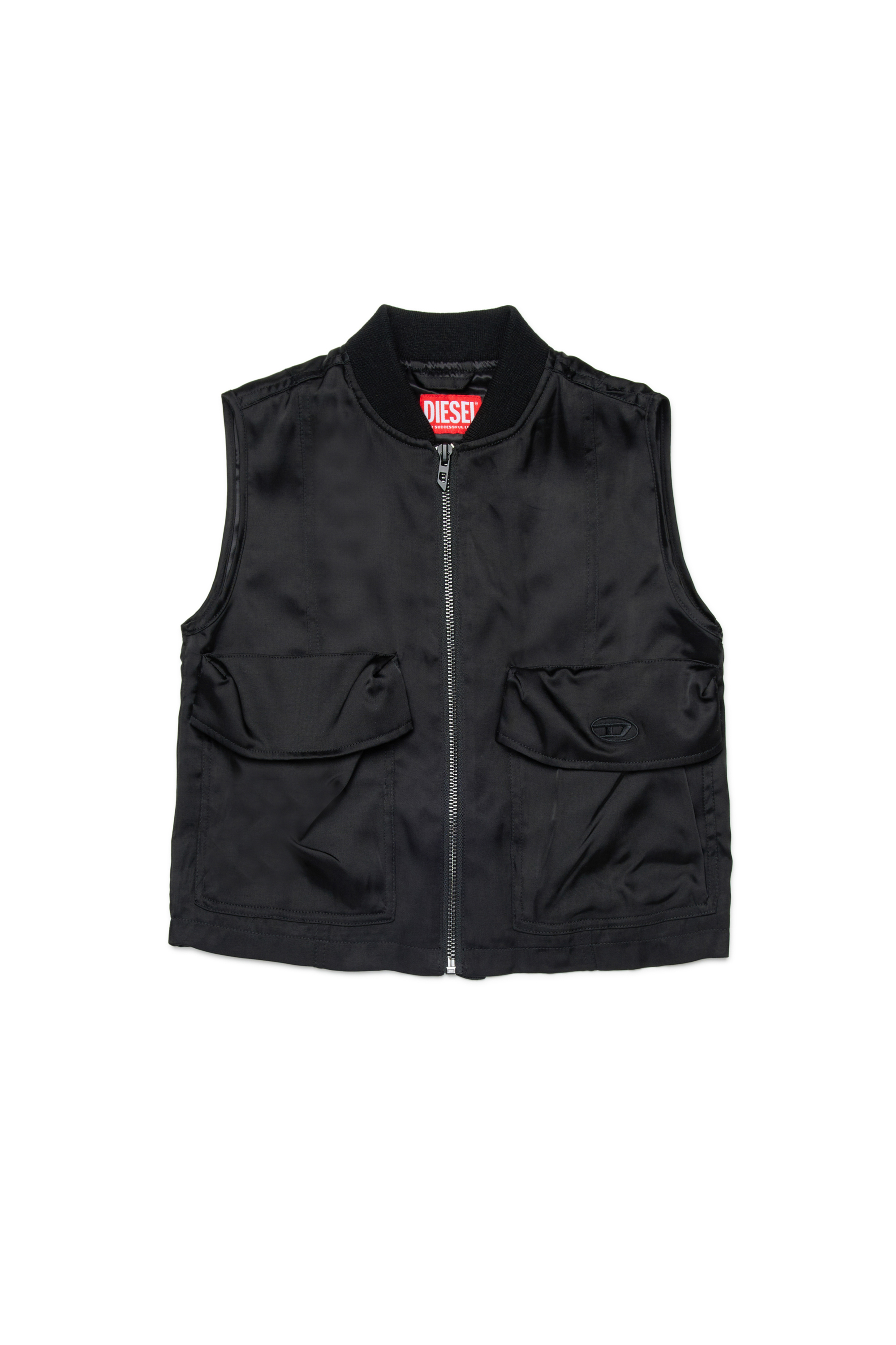 Diesel - JSAFFY, Gilet en satin avec poches utilitaires Femme in Noir - 1
