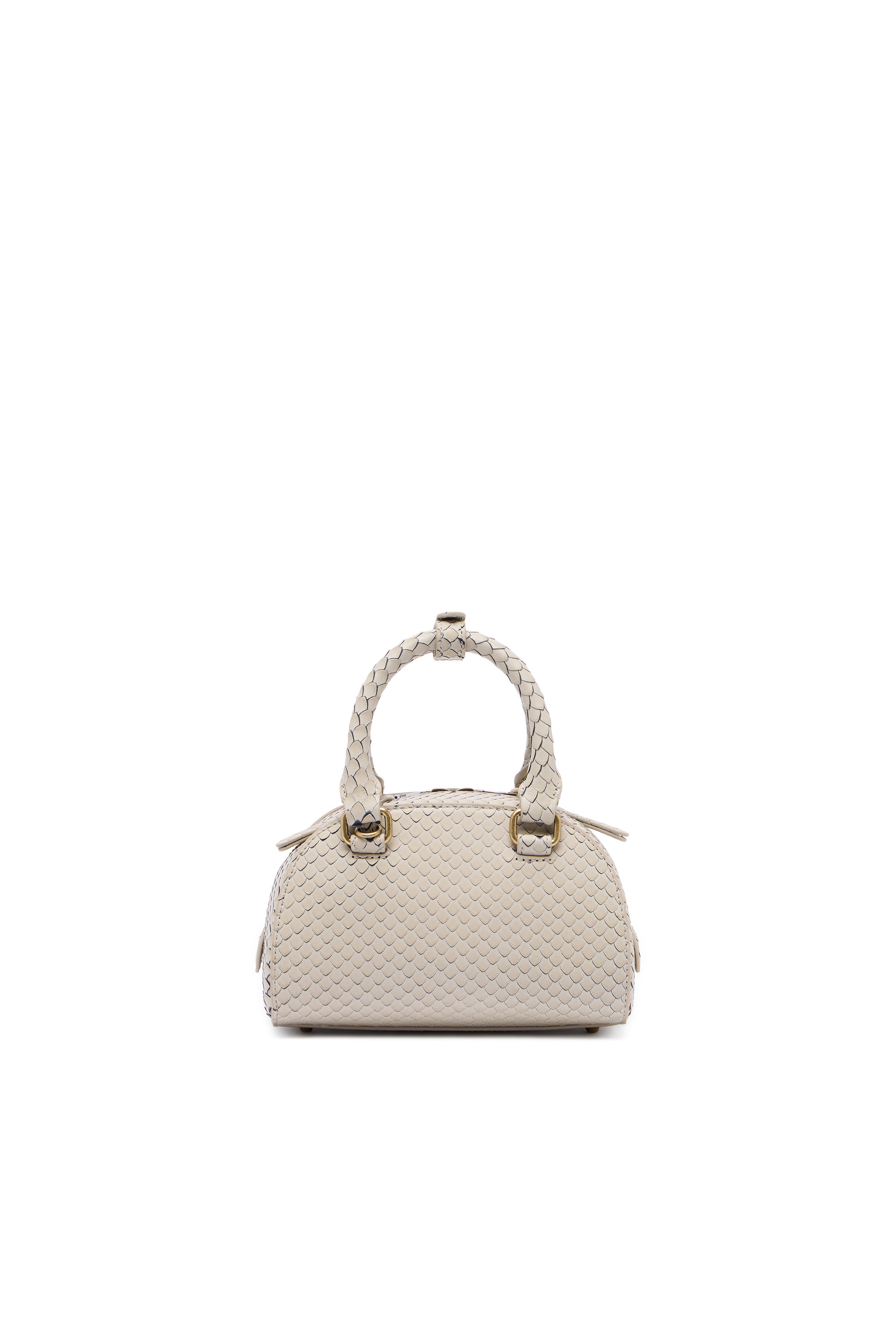 Diesel - 1DR DOME CROSSBODY, 1DR Dome-Sac bowling mini en cuir effet serpent Femme in Beige - 2