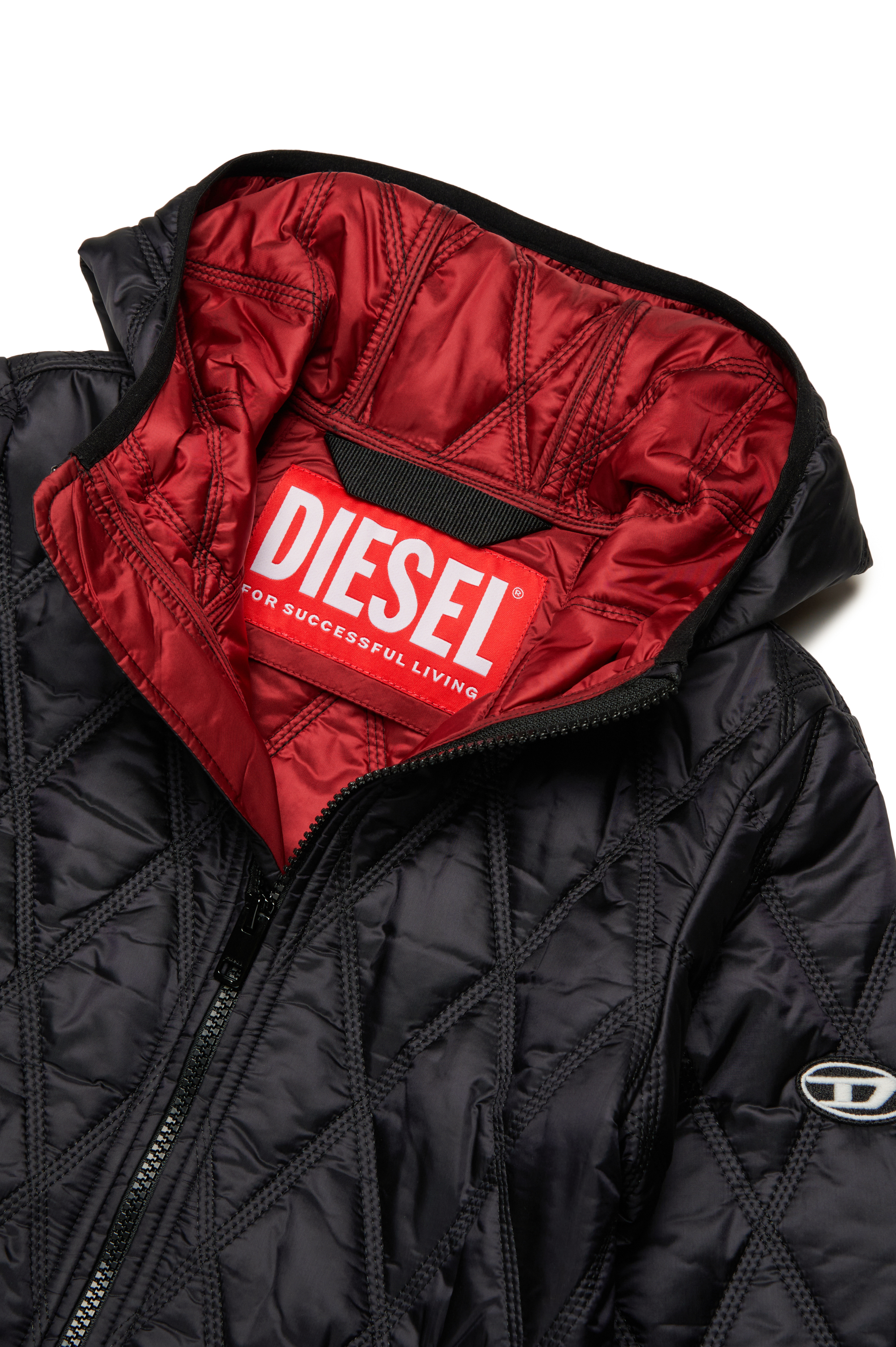 Diesel - JFOKKER, Mixte Veste matelassée à capuche en nylon in Noir - Image 3