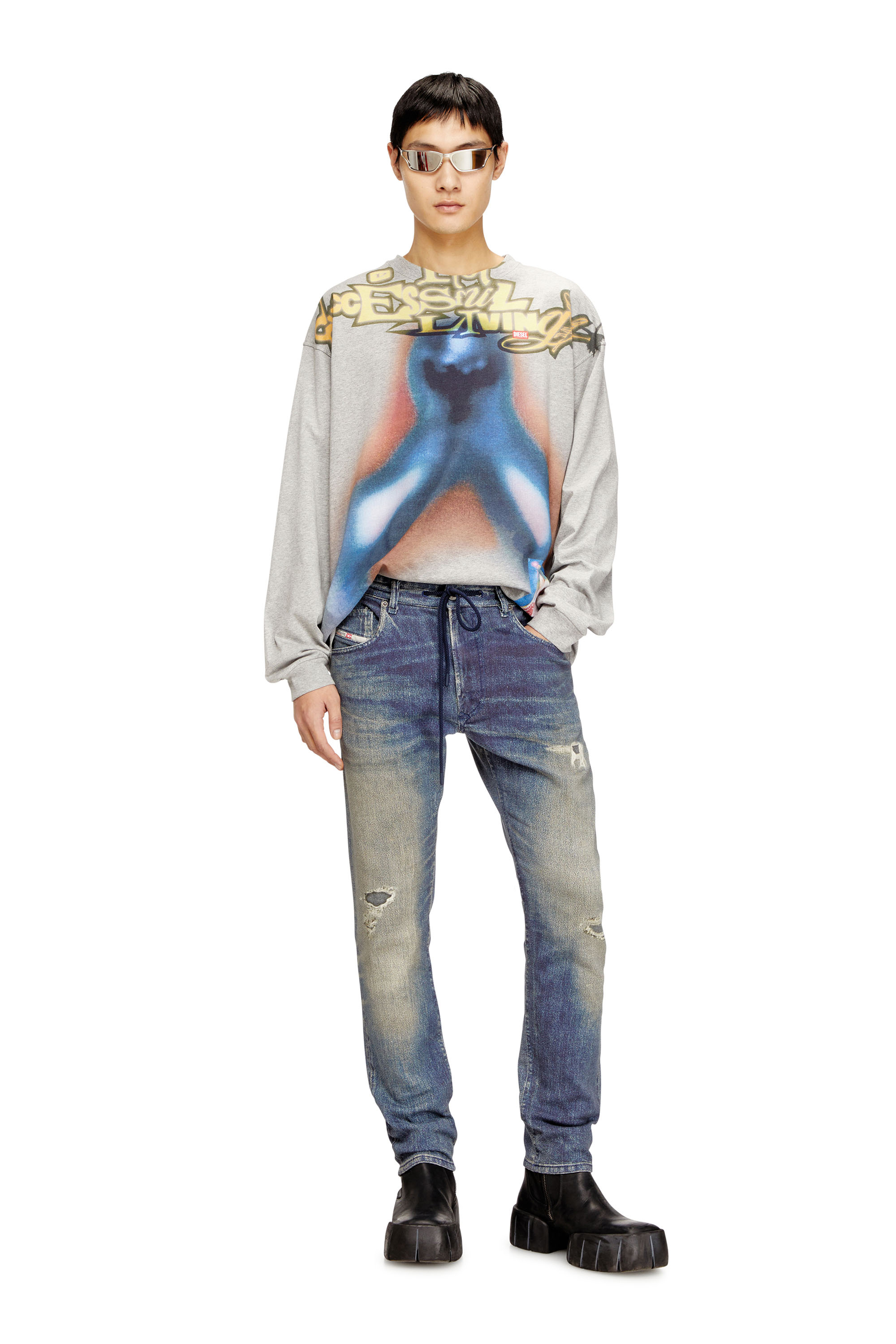 Diesel - Regular 2032 D-Krooley Joggjeans&reg; 068UT Homme, Bleu moyen - Image 1