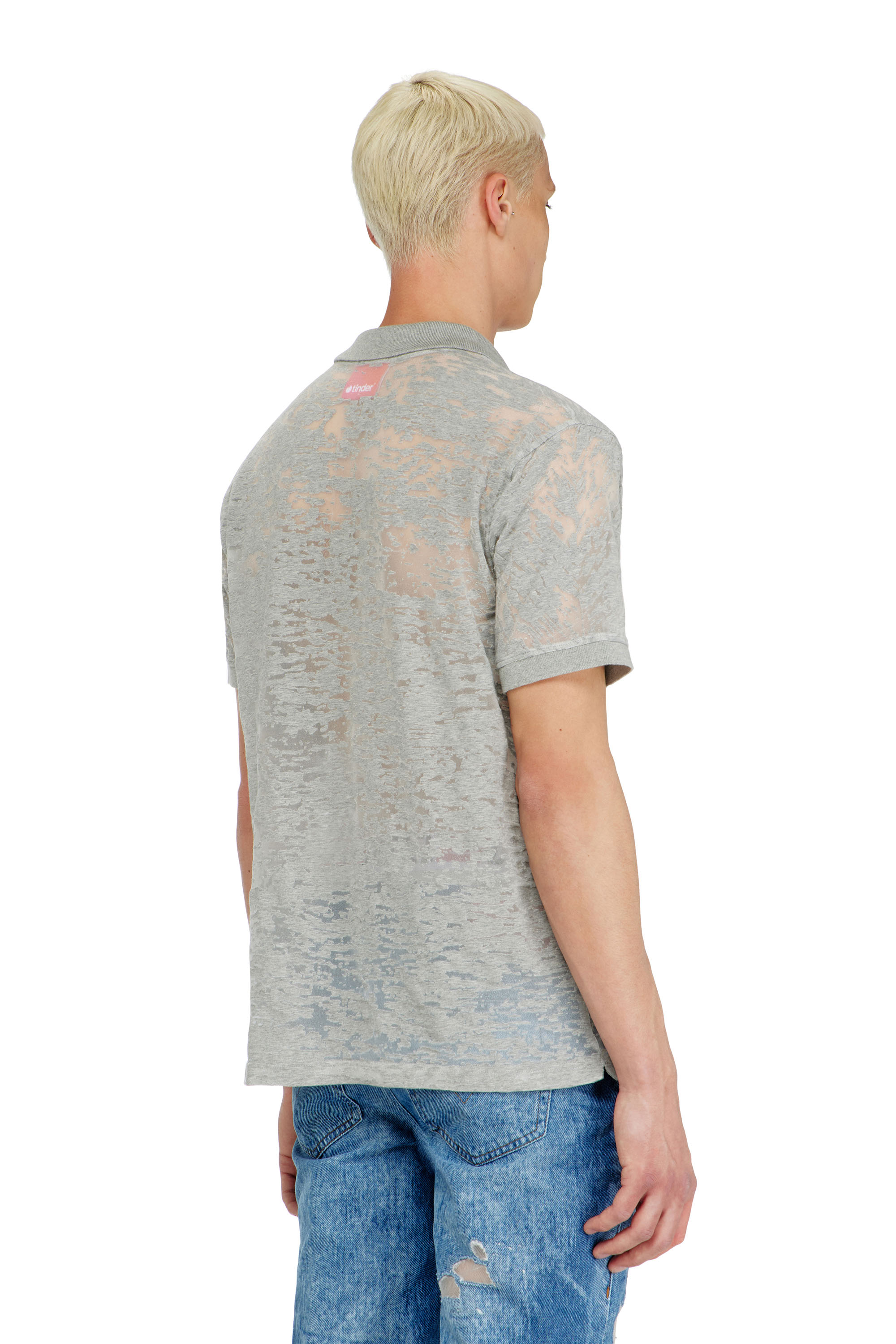Diesel - PR-T-REJUST, Polo en jersey all-over devor&eacute; Homme in Gris - 4