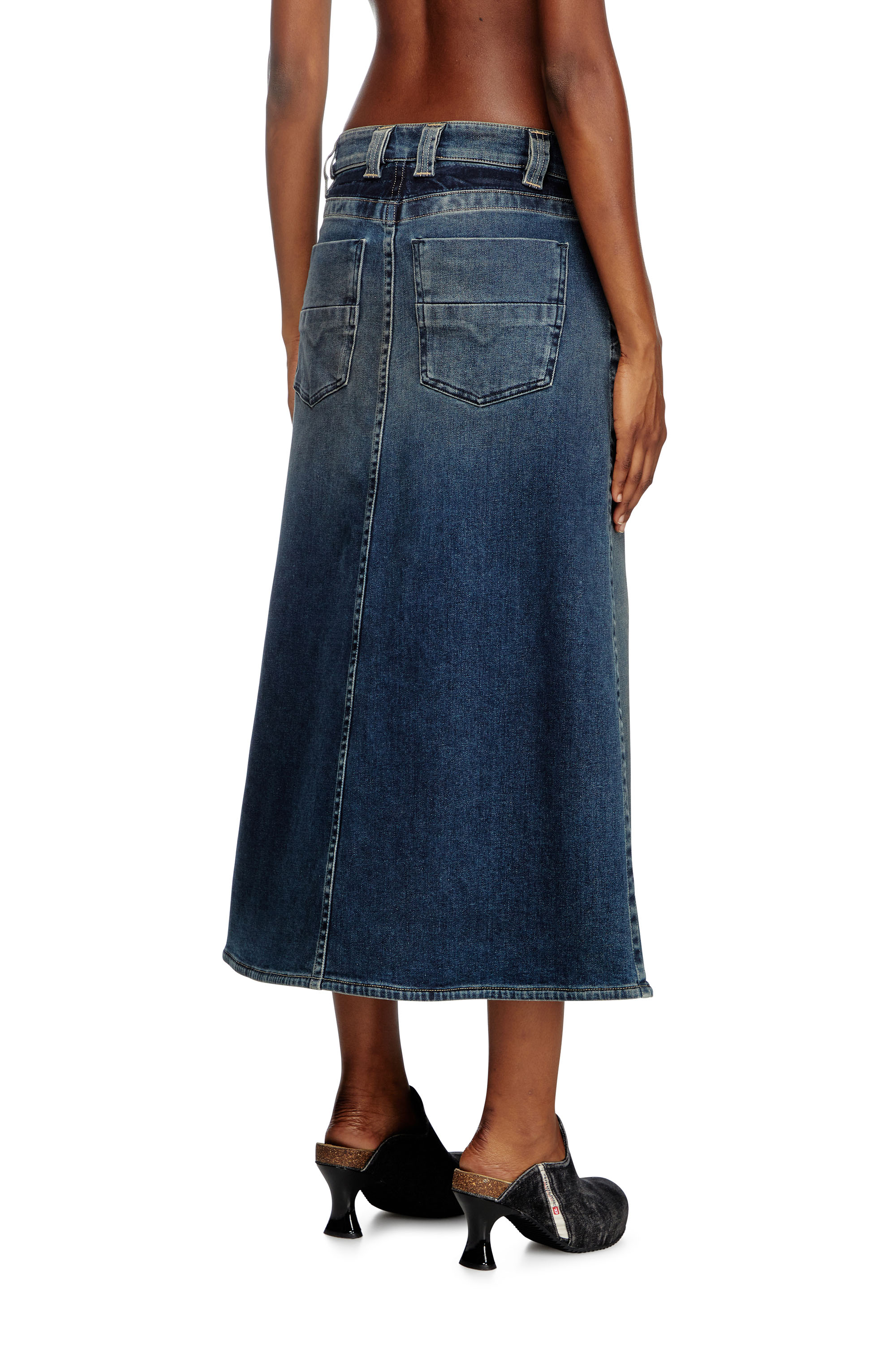 Diesel - DE-PAGO-MID-RE, Jupe midi en denim Rehab Femme in Bleu - 4