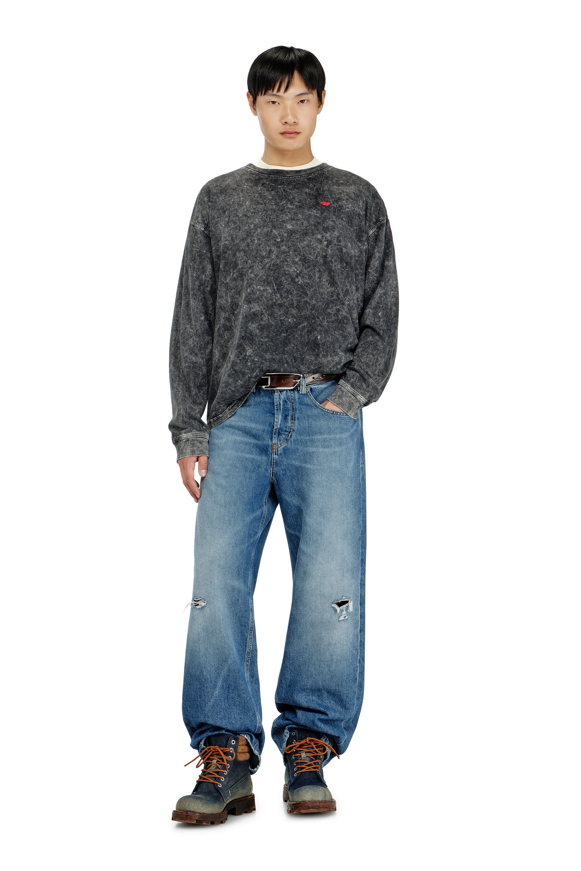 Diesel - T-BOXT-LS-AA5, Haut &agrave; manches longues avec effet trait&eacute; Homme in ToBeDefined - 1