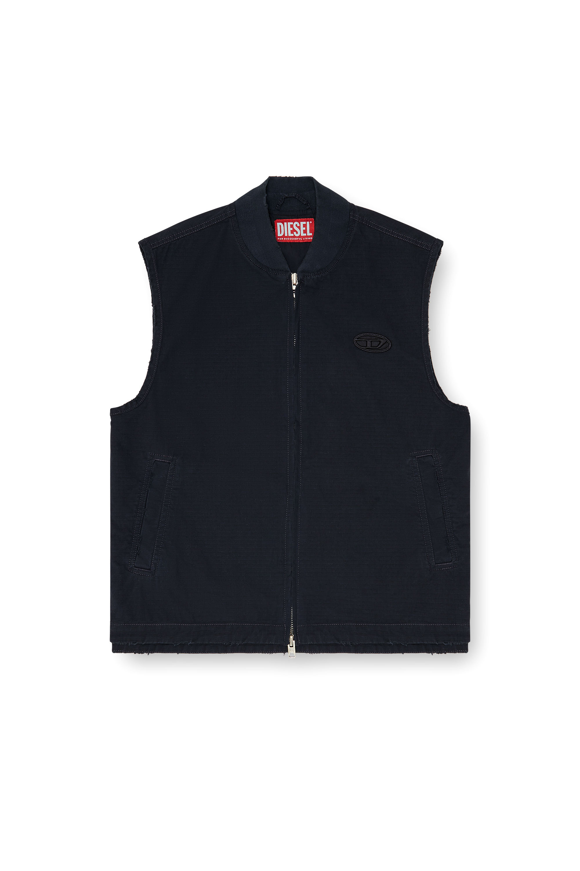 Diesel - J-TYPE-CO-SL, Gilet en coton ripstop avec patch Oval D Homme in Noir - 2