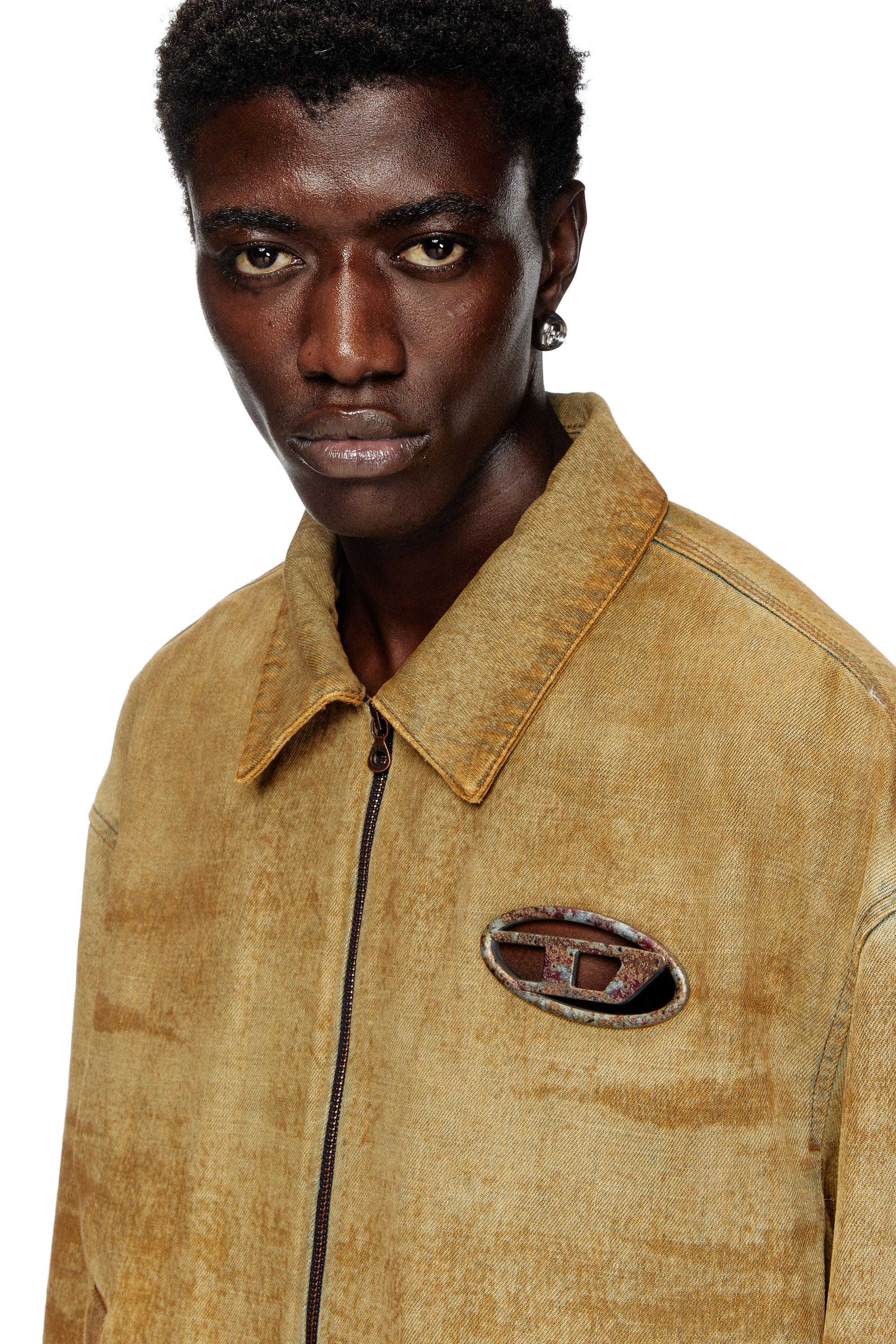 Diesel - D-STACK-FSF, Veste matelassée avec logo effet rouille Homme in Marron - 5