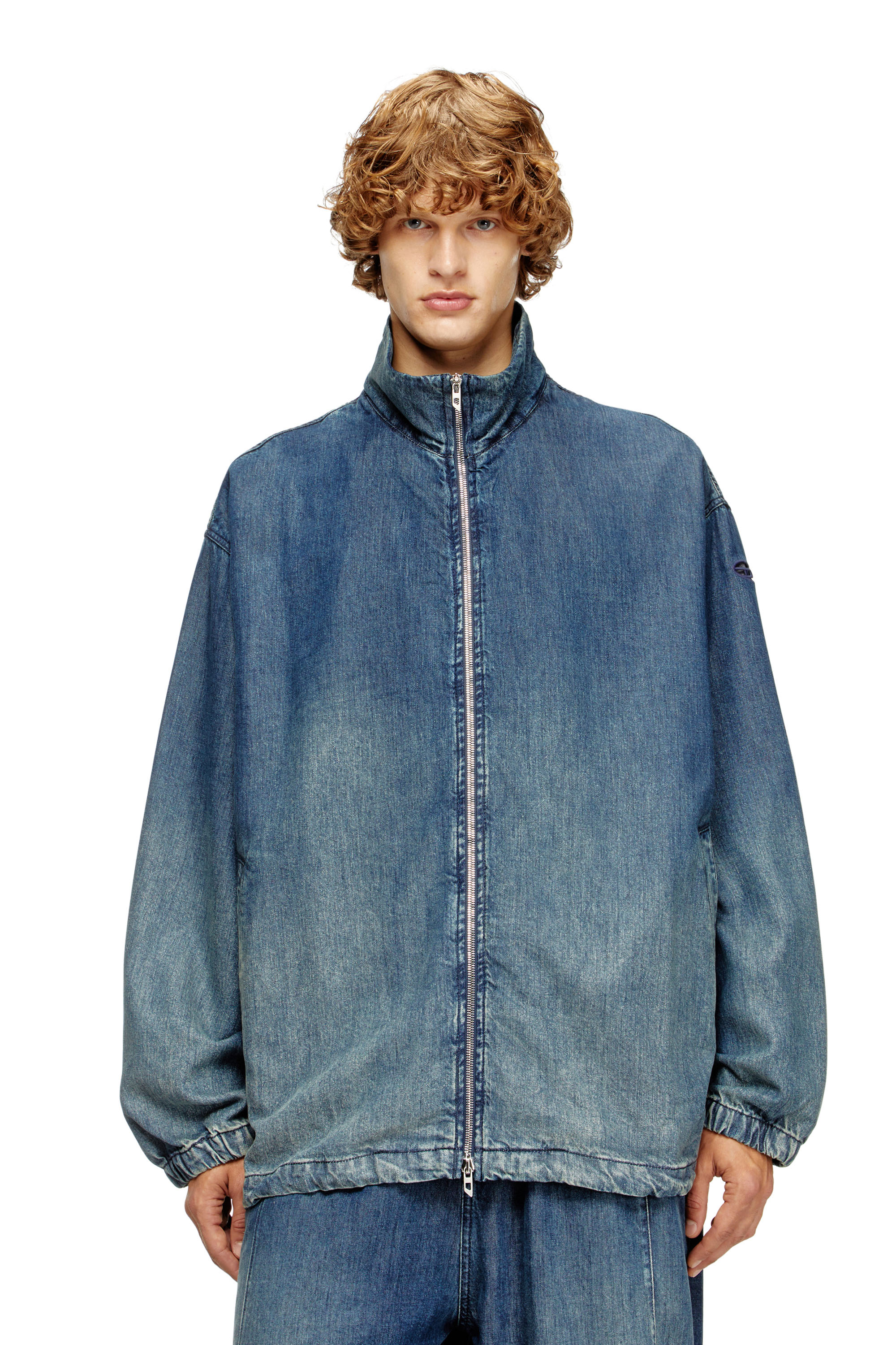 Diesel - D-KRAP-S6, Veste zippée en denim fluide Homme in Bleu - 1