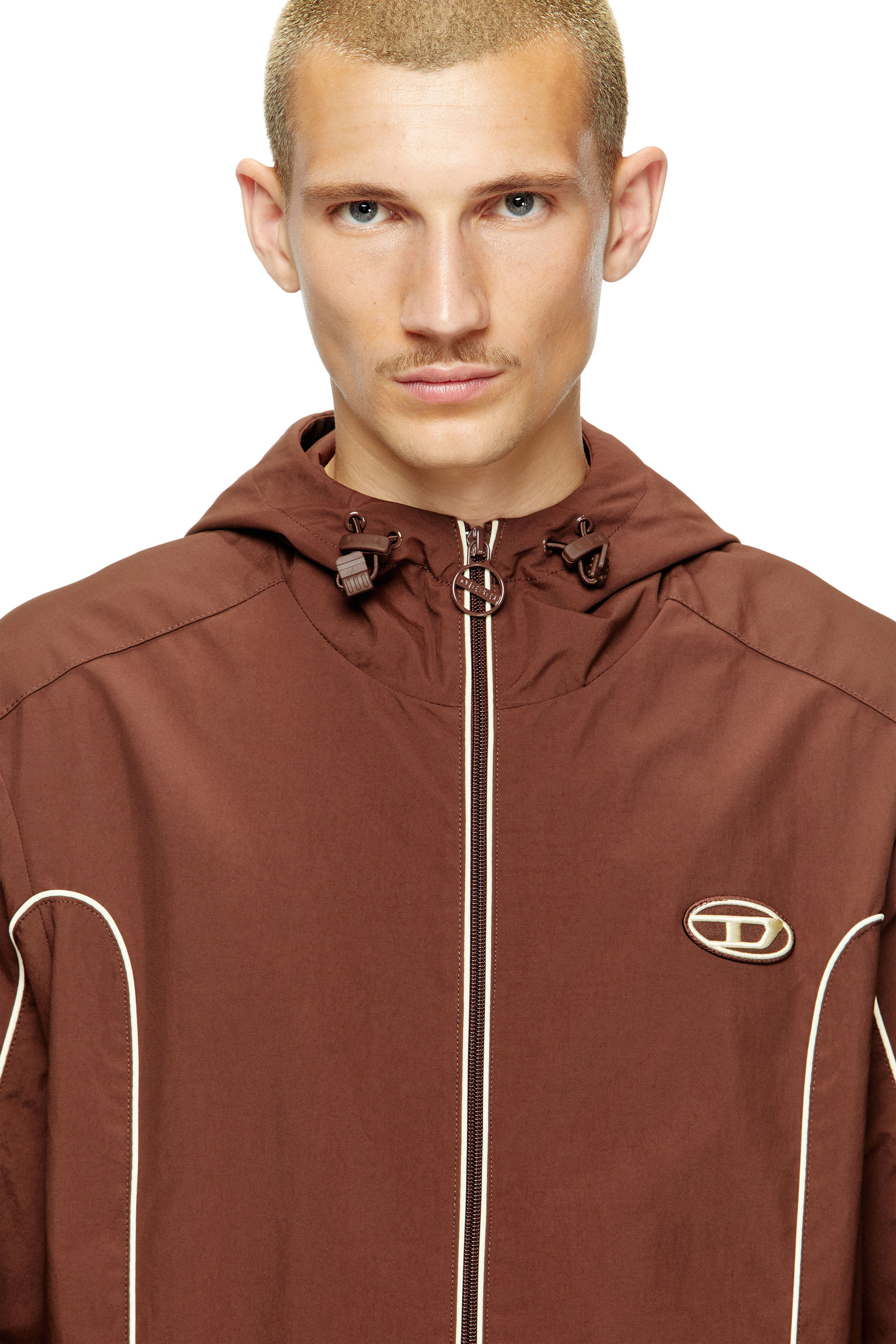 Diesel - J-HIVES, Coupe-vent avec passepoil contrasté Homme in Marron - 5