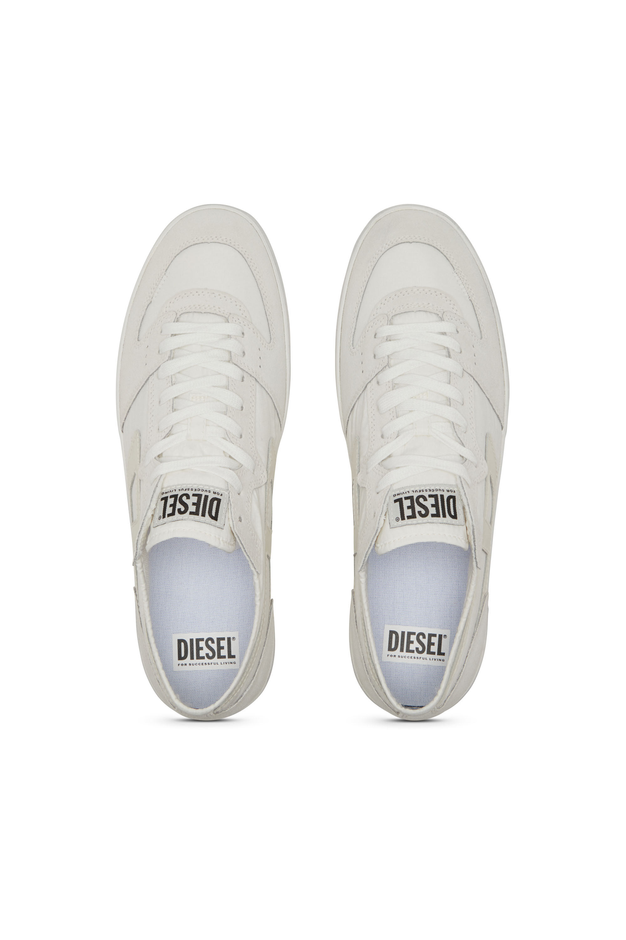 Diesel - S-LEROJI D-1 LOW, S-Leroji D-Sneakers en ripstop matelassé et cuir suédé Homme in Blanc - 6