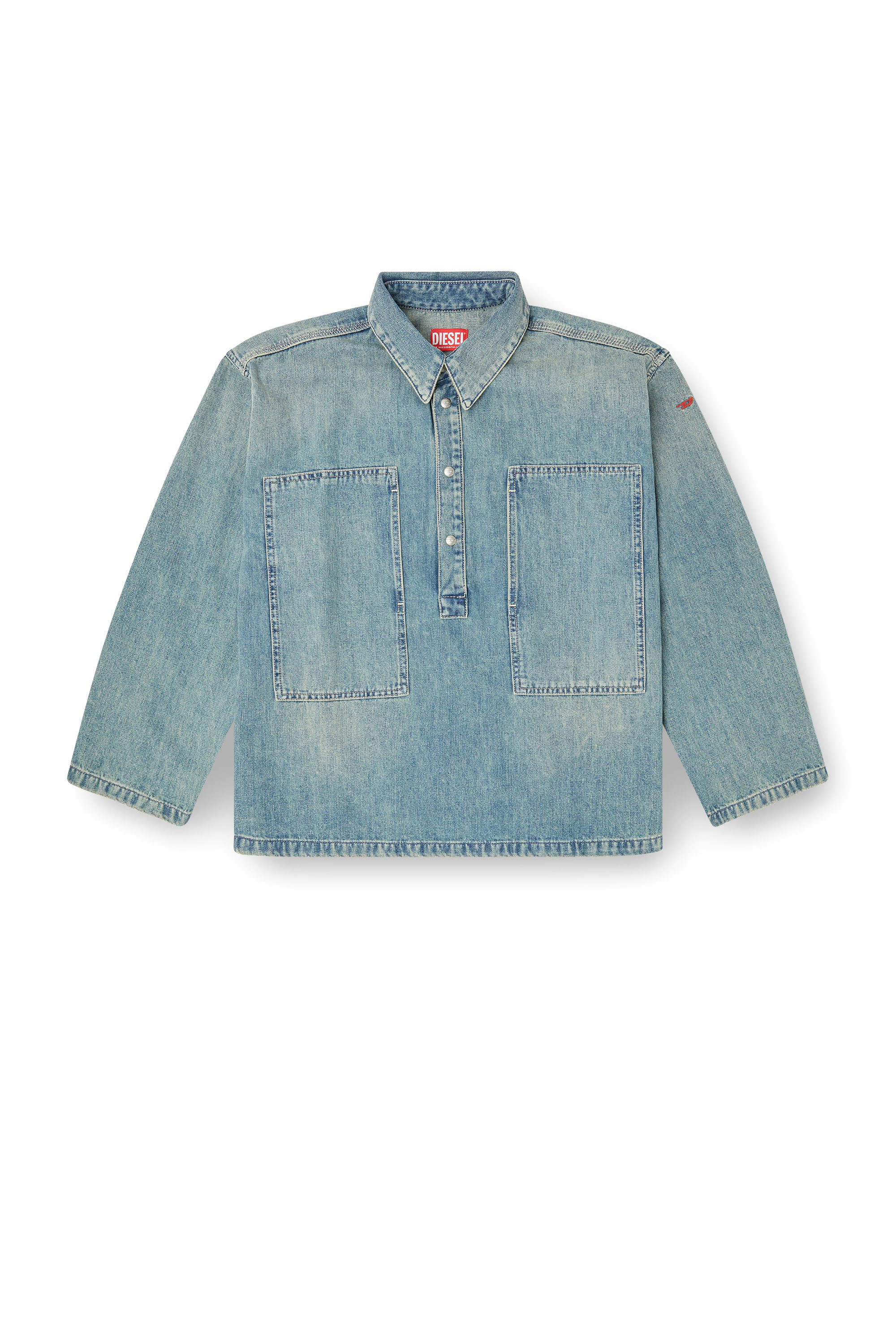 Diesel - DE-PRISS, Haut Henley en denim de style utilitaire Femme in Bleu - 3
