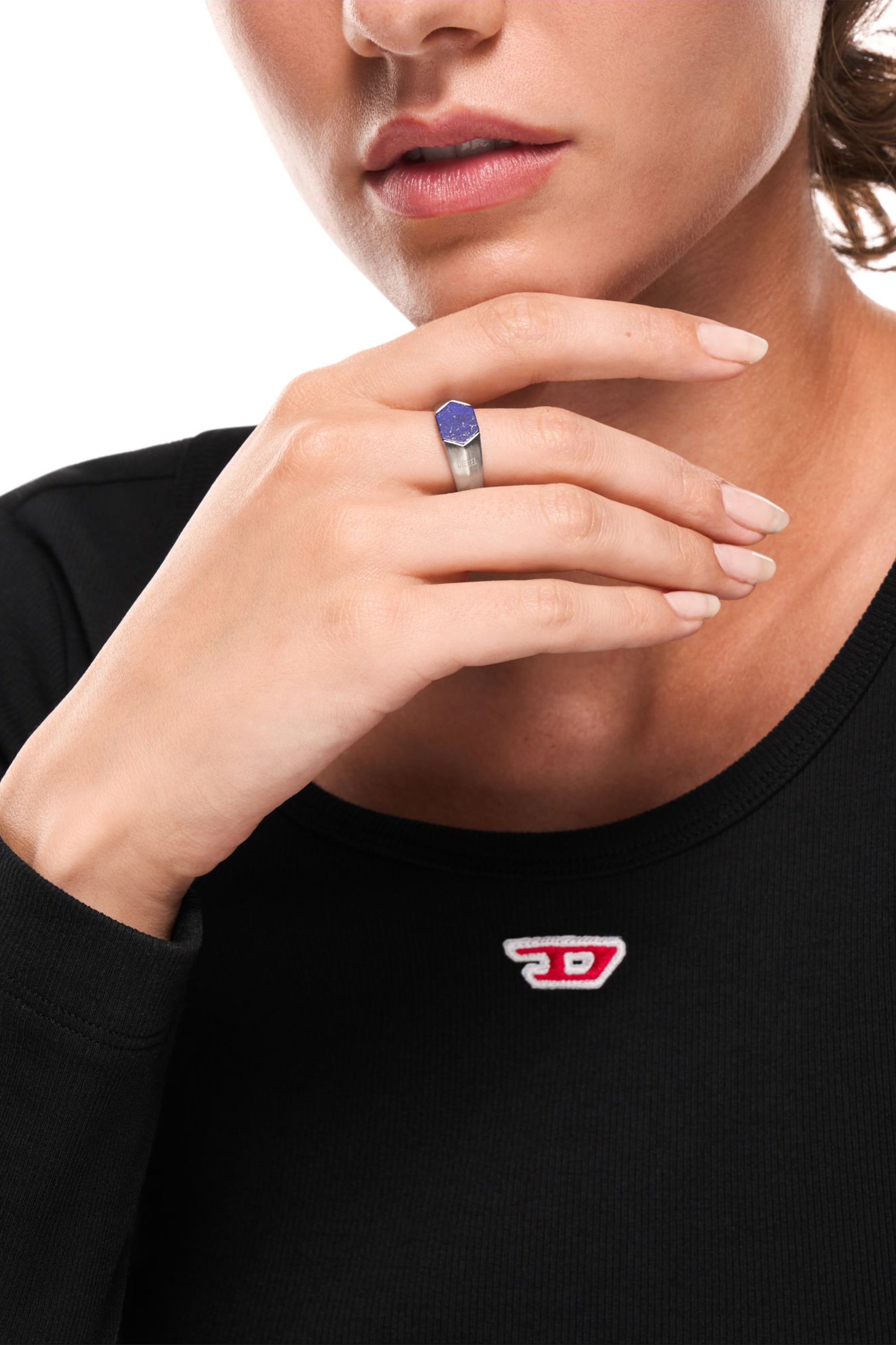 Diesel - DX1712040, Bague chevali&egrave;re en lapis-lazuli Mixte in Gris argent&eacute; - 4