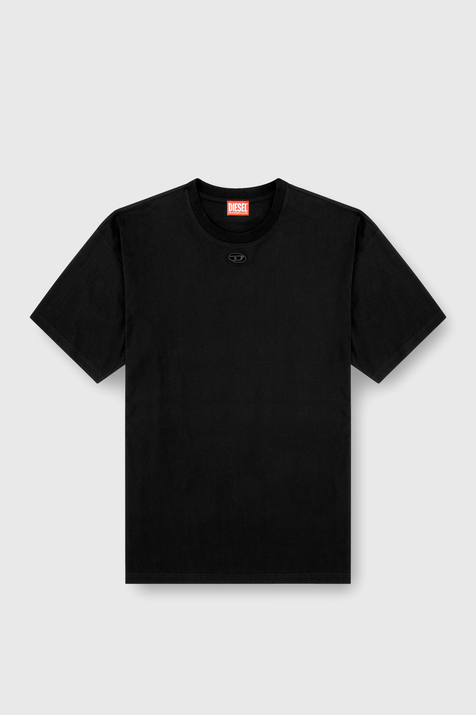 Diesel - T-BOXT-DCO, Man's Relaxed cotton T-shirt with Oval D embroidery in Black - 2