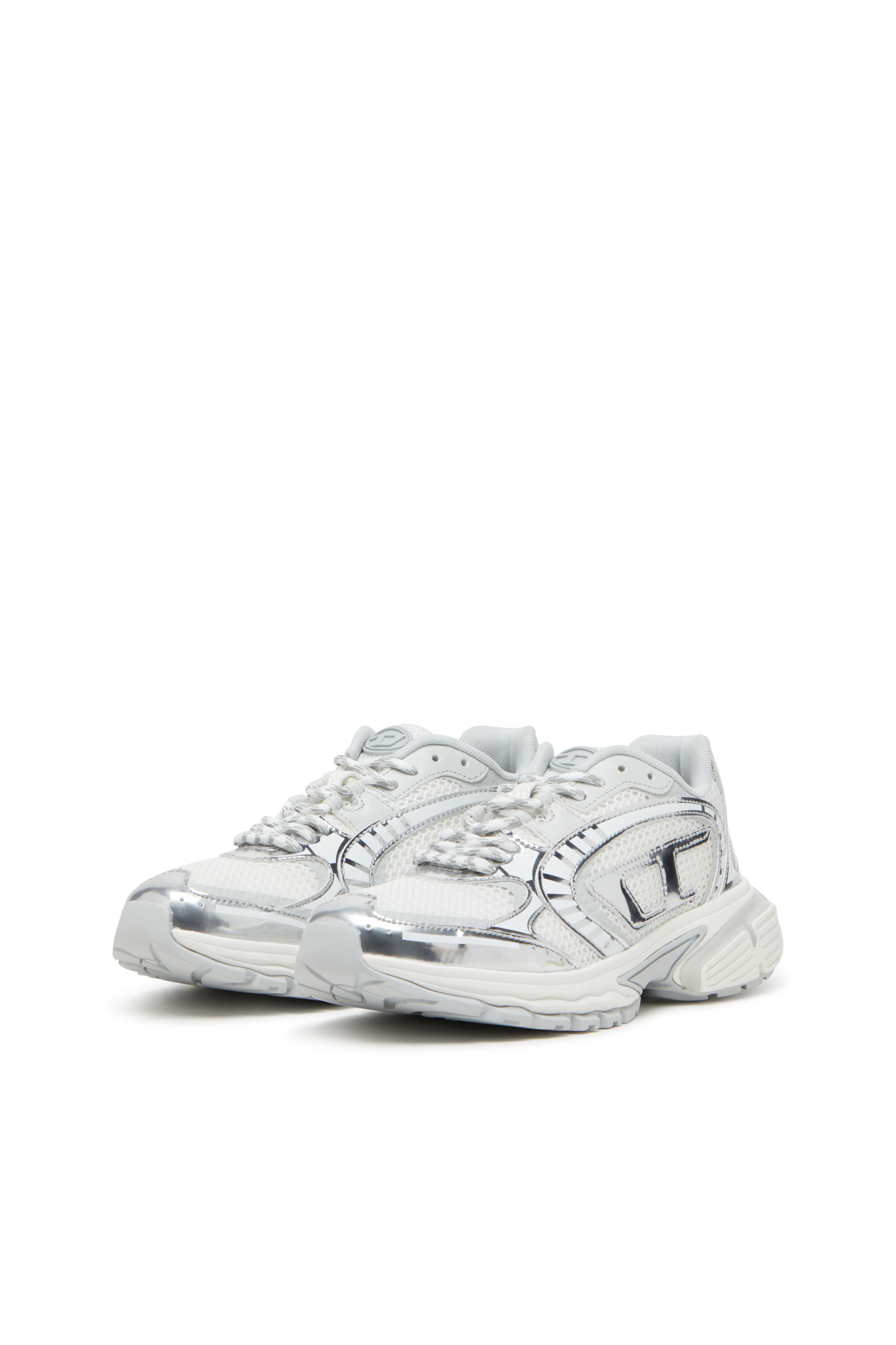 Diesel - S-PRO-V-DENSE LOW W, Sneakers en mesh métallisé avec logo Oval D Femme in Blanc - 8