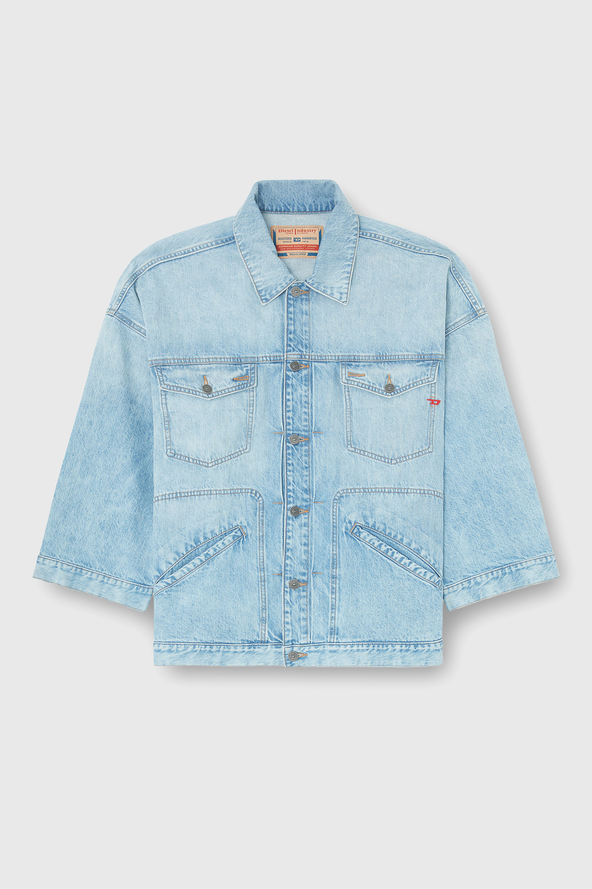Diesel - DE-LIN, Veste workwear en denim oversized Femme in Bleu - 2