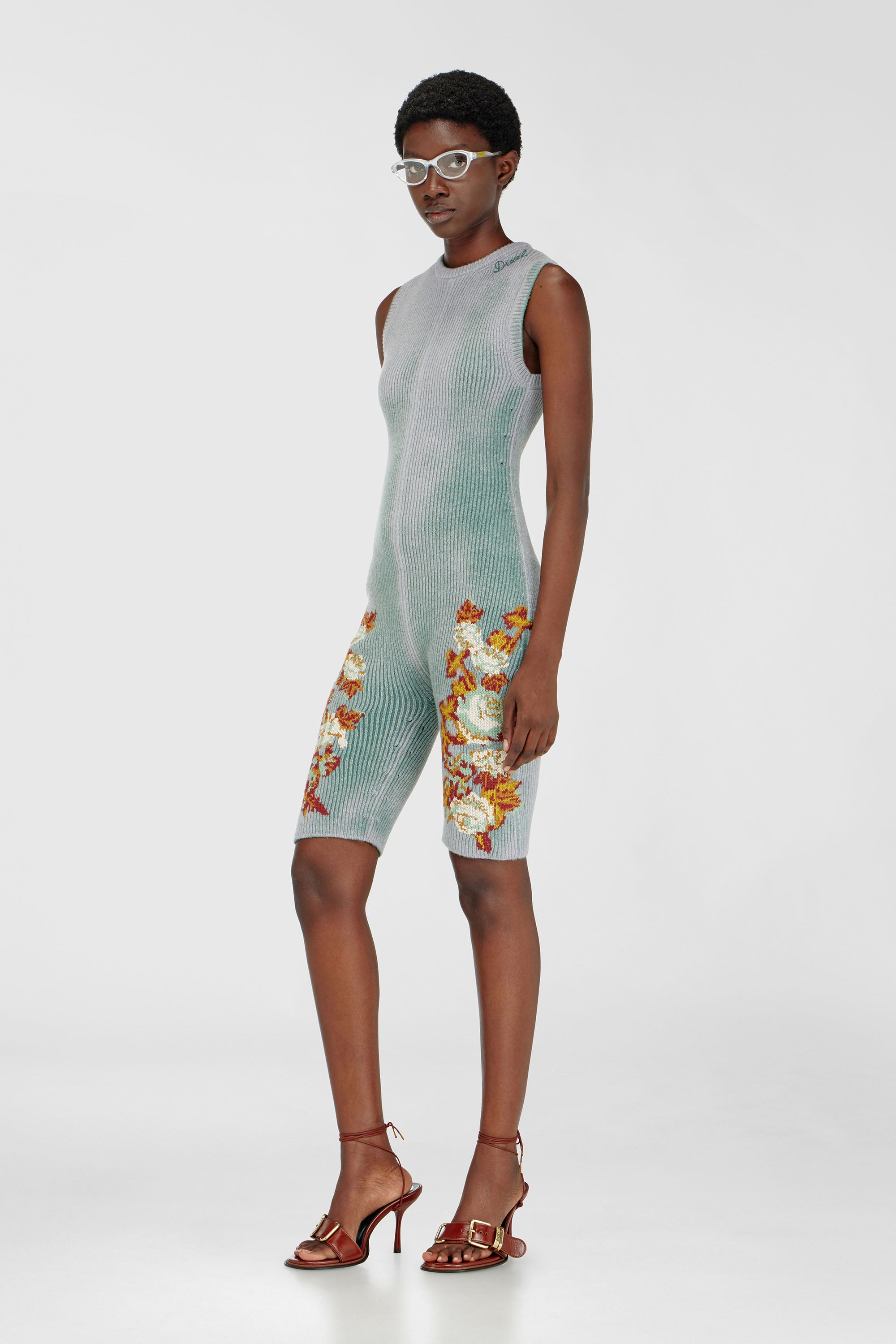 Diesel - M-RAREM, Combinaison en maille &agrave; motif floral Femme in Polychrome - 1