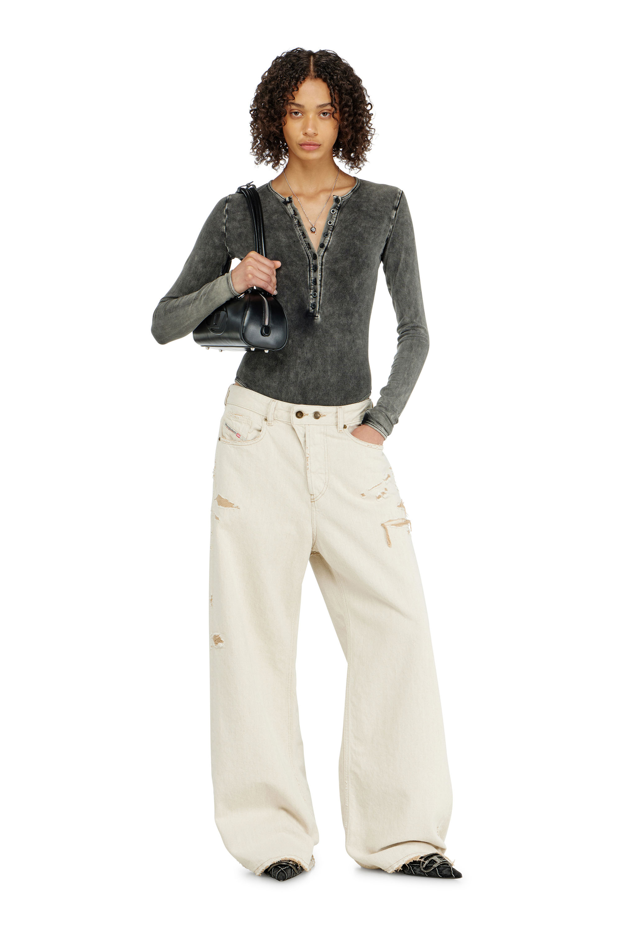 Diesel - FRESYA-DNM, Woman's Cotton bodysuit with buttoned front in null - 4