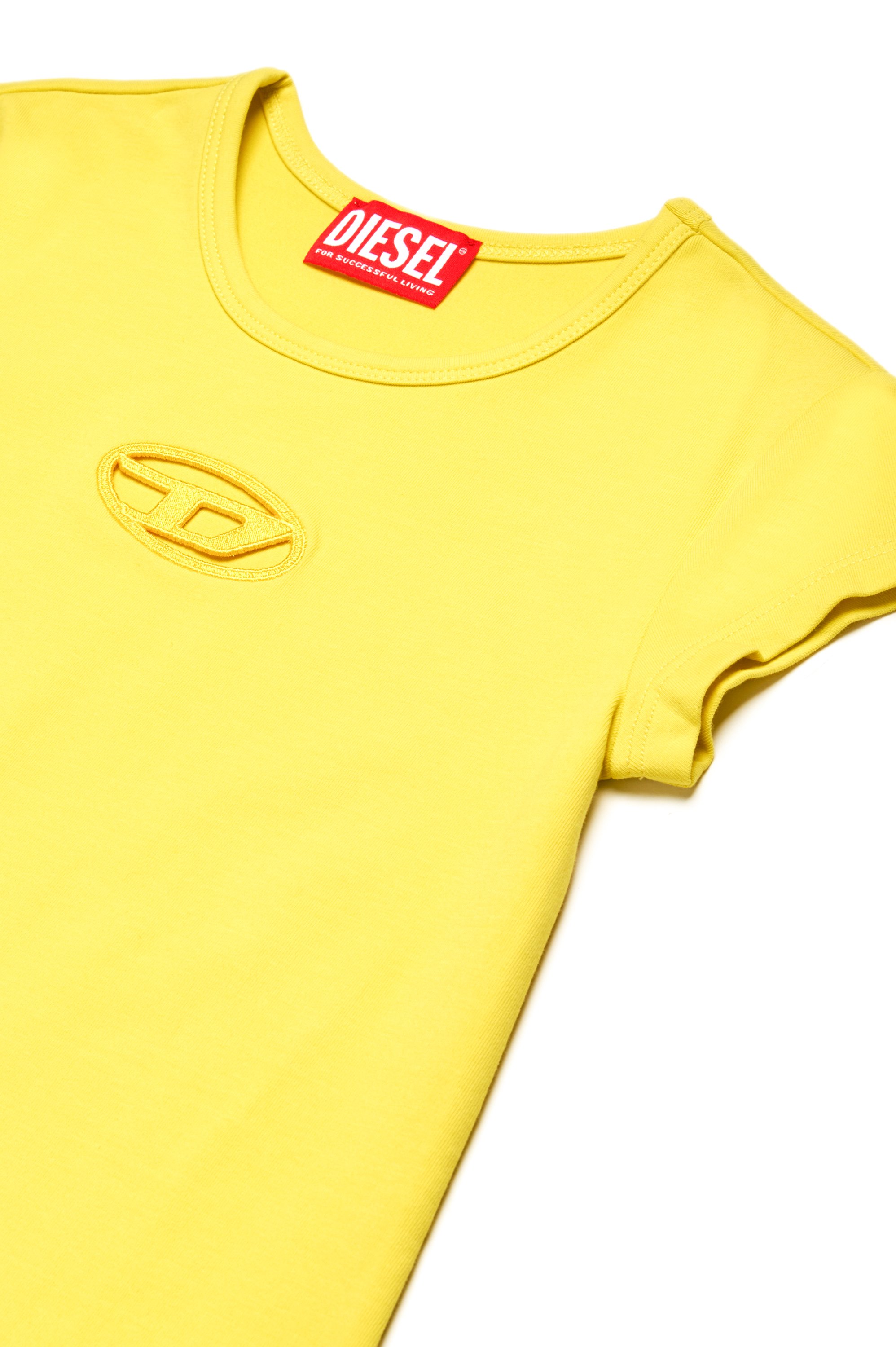 Diesel - DANGIELAM, Robe T-shirt avec cut-out Oval D Femme in Jaune - 3