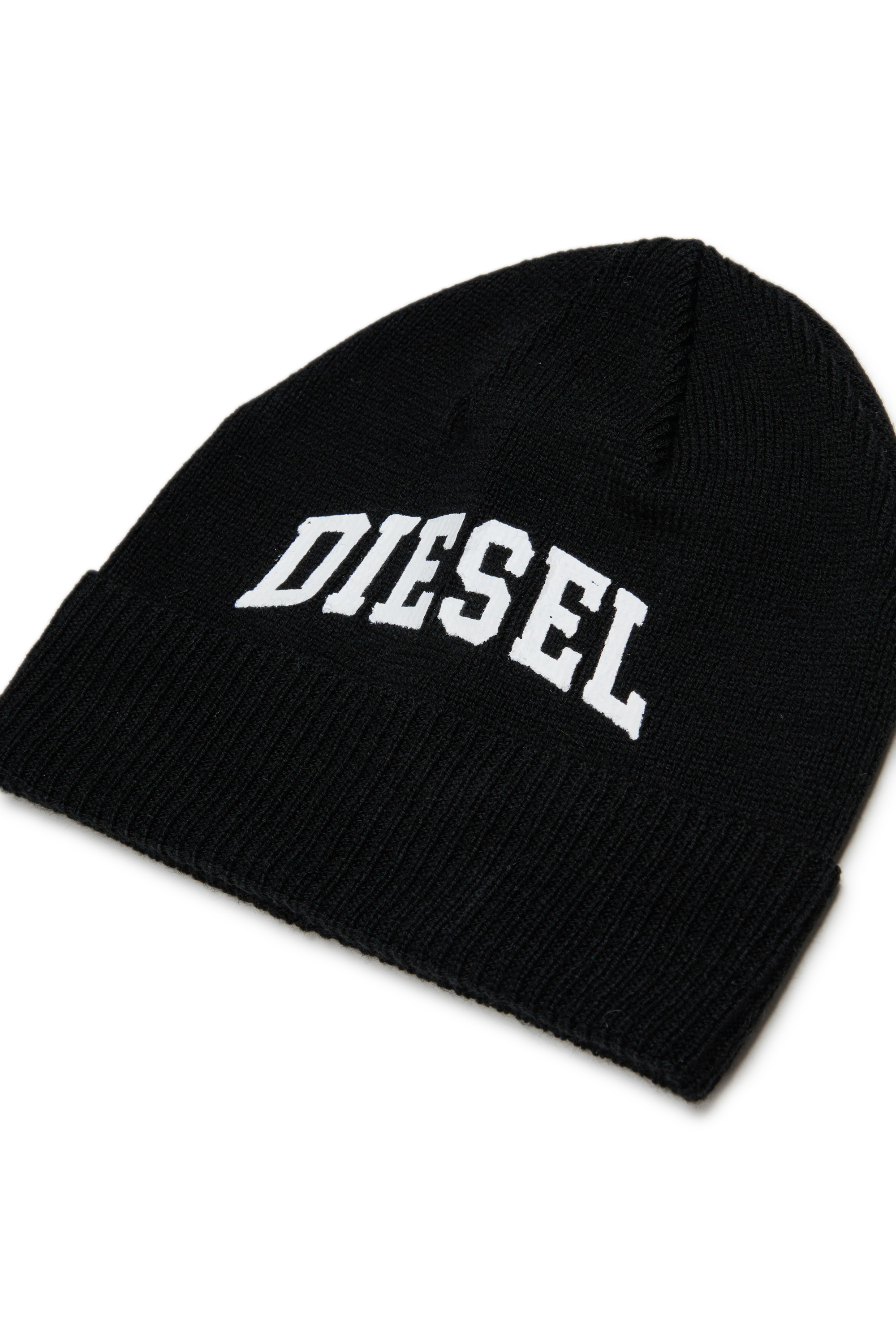 Diesel - FBAND, Bonnet en laine m&eacute;lang&eacute;e avec logo Mixte in Noir - 3