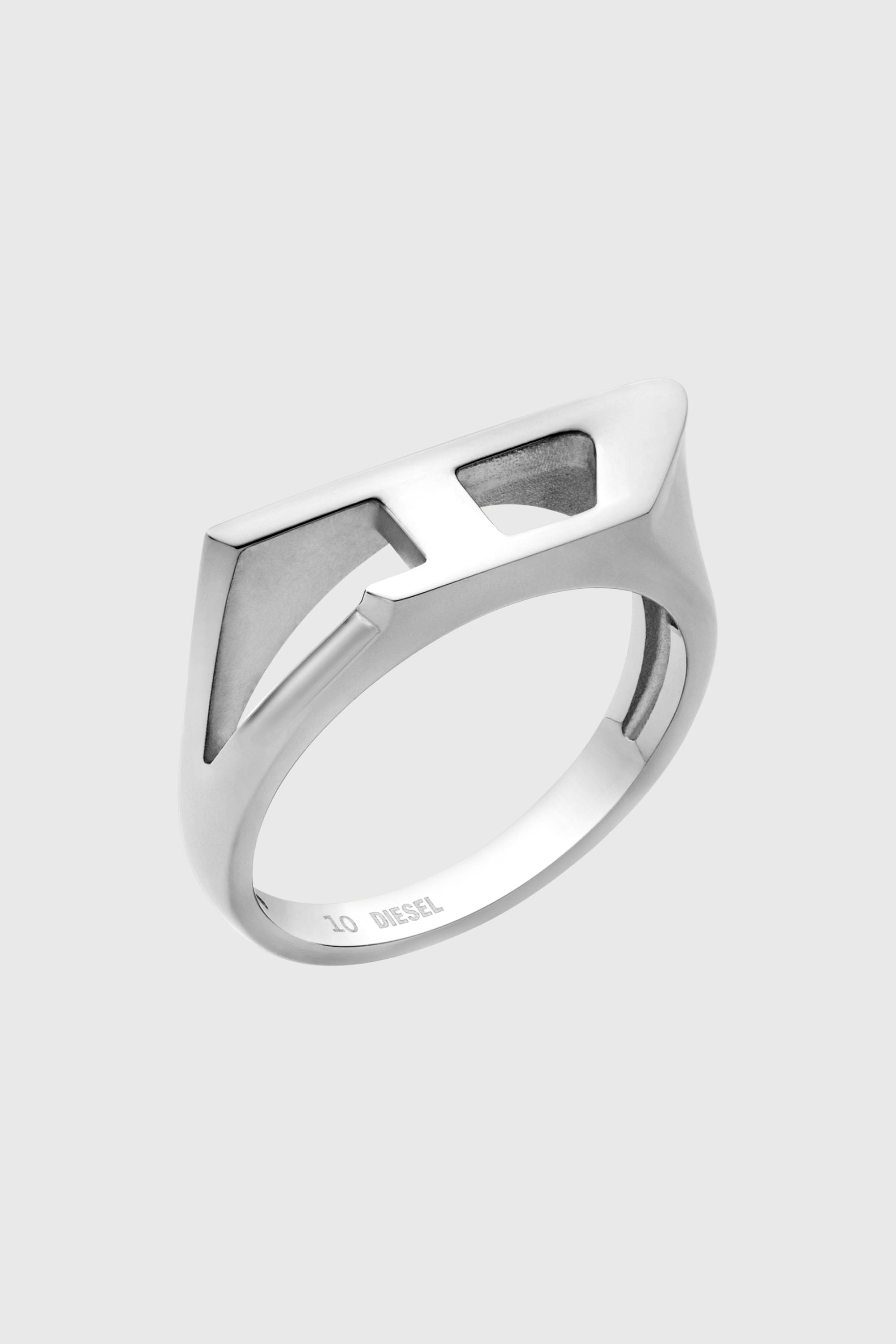 Diesel - DX1638040 JEWELLERY, Bague chevali&egrave;re en acier inoxydable Mixte in Gris argent&eacute; - 1