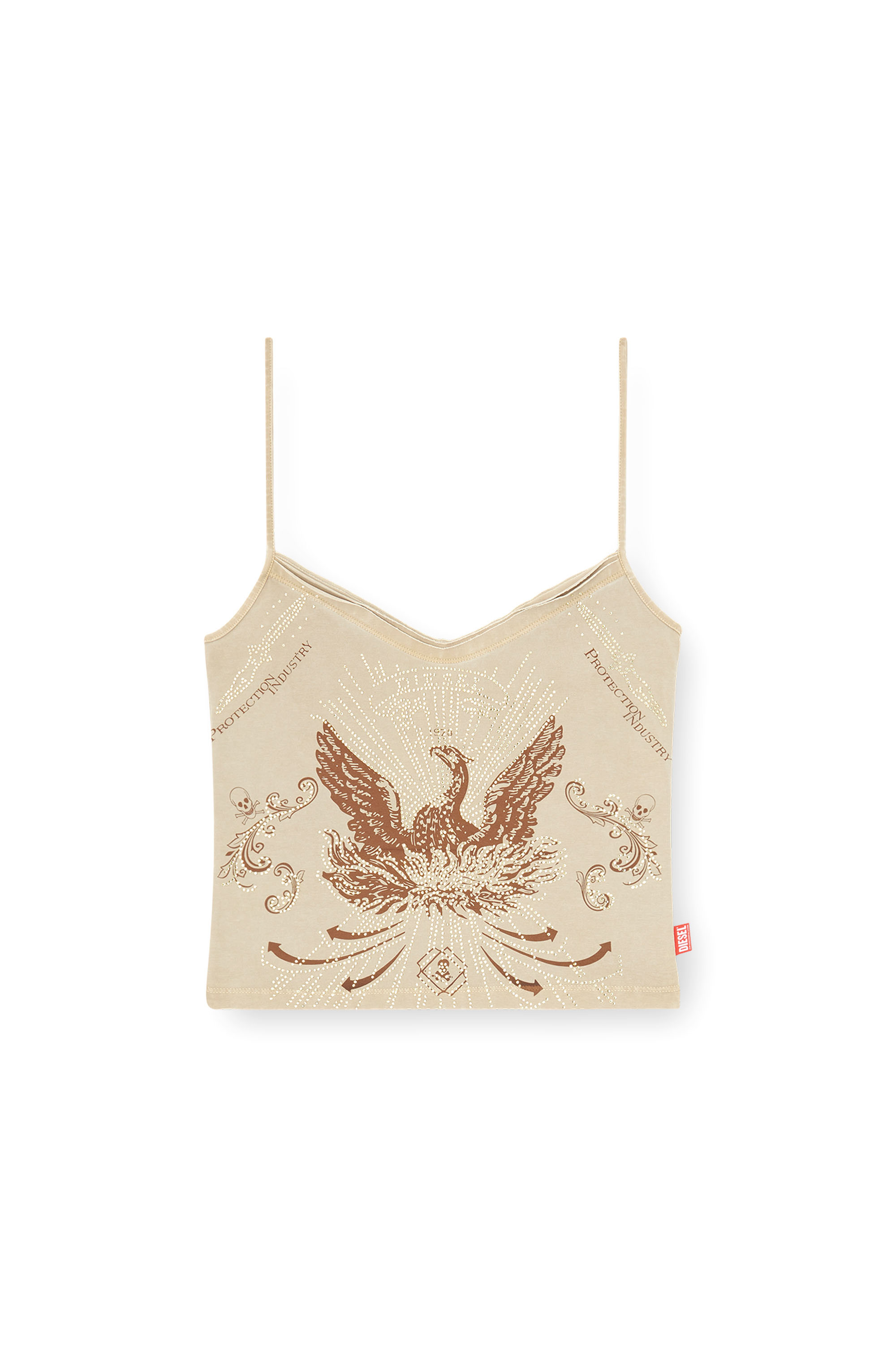 Diesel - T-ROPEW, Caraco phénix avec strass Femme in Marron - 3