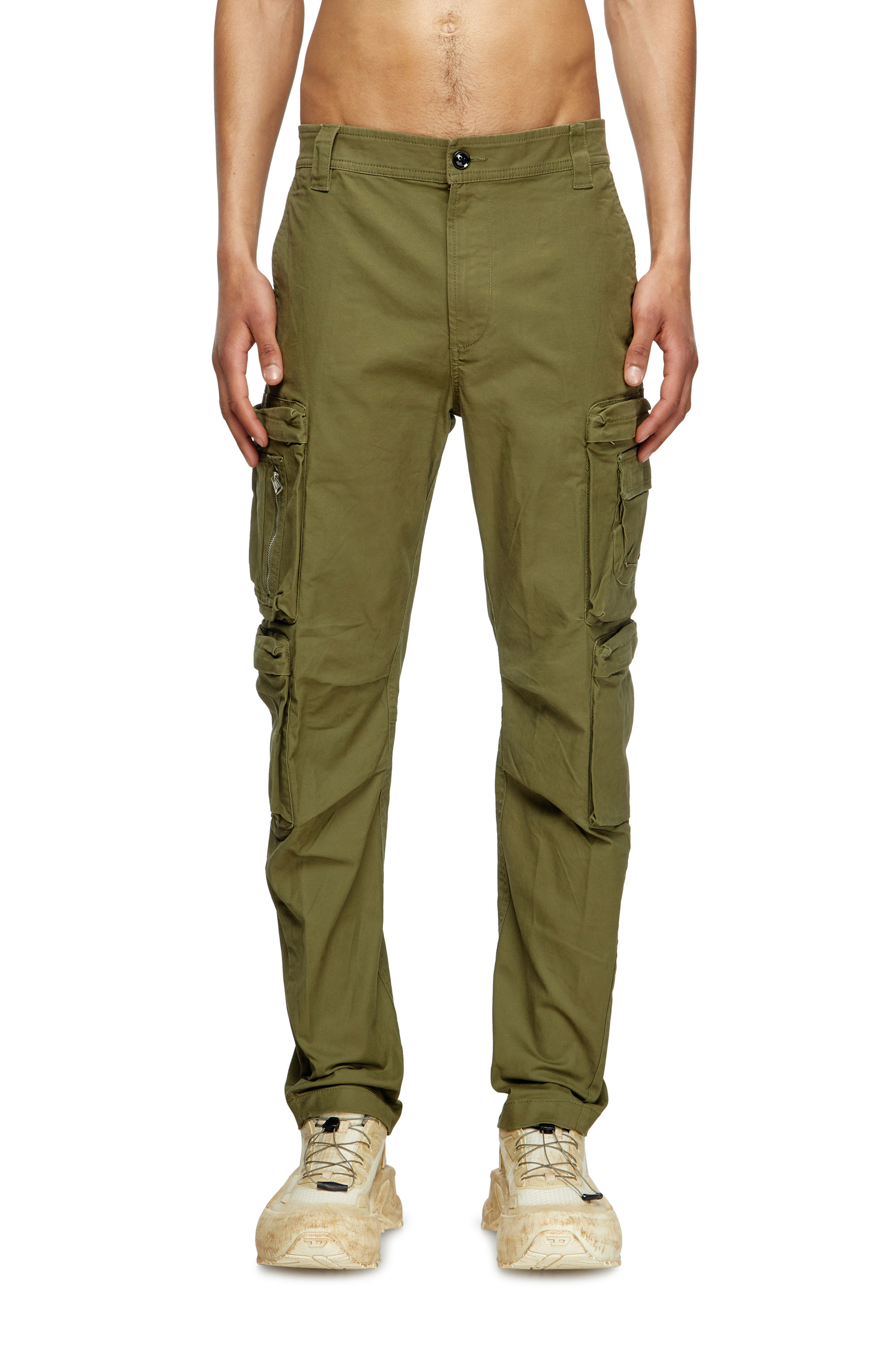 Diesel - P-ARLEM, Pantalon cargo avec poche zipp&eacute;e Homme in Vert - 3