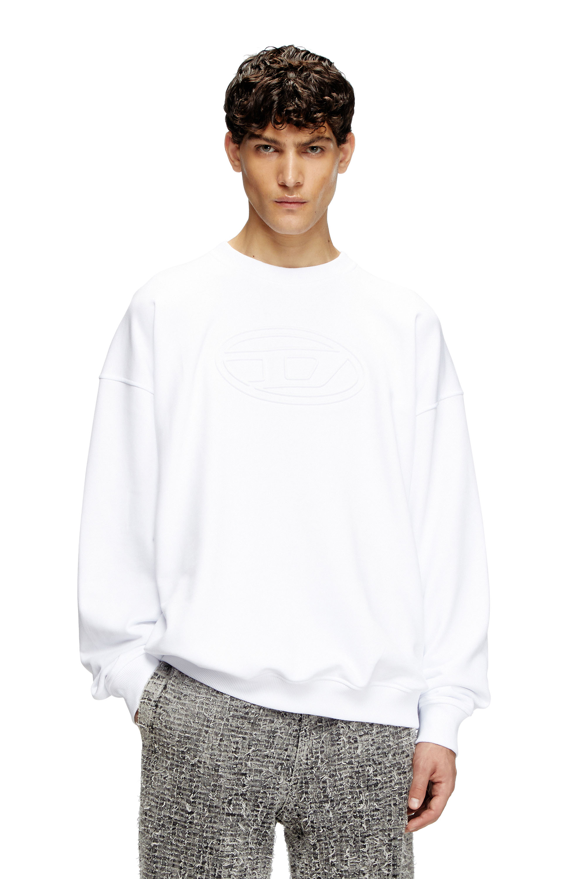Diesel - S-MART-BIGOVAL, Sweat-shirt avec Oval D embossé Homme in Blanc - 3